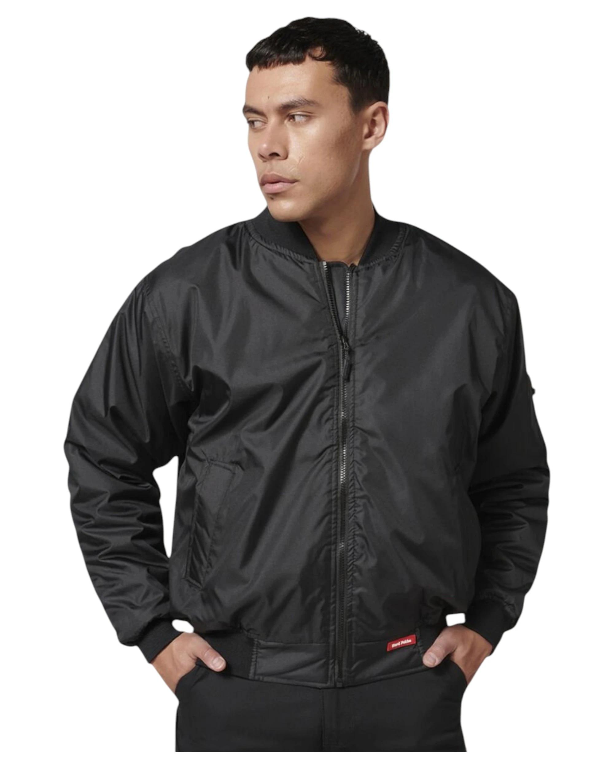5 Hard Yakka Mens Bomber Jacket Waterproof Winter Zip Up Black Black, 5 of 7