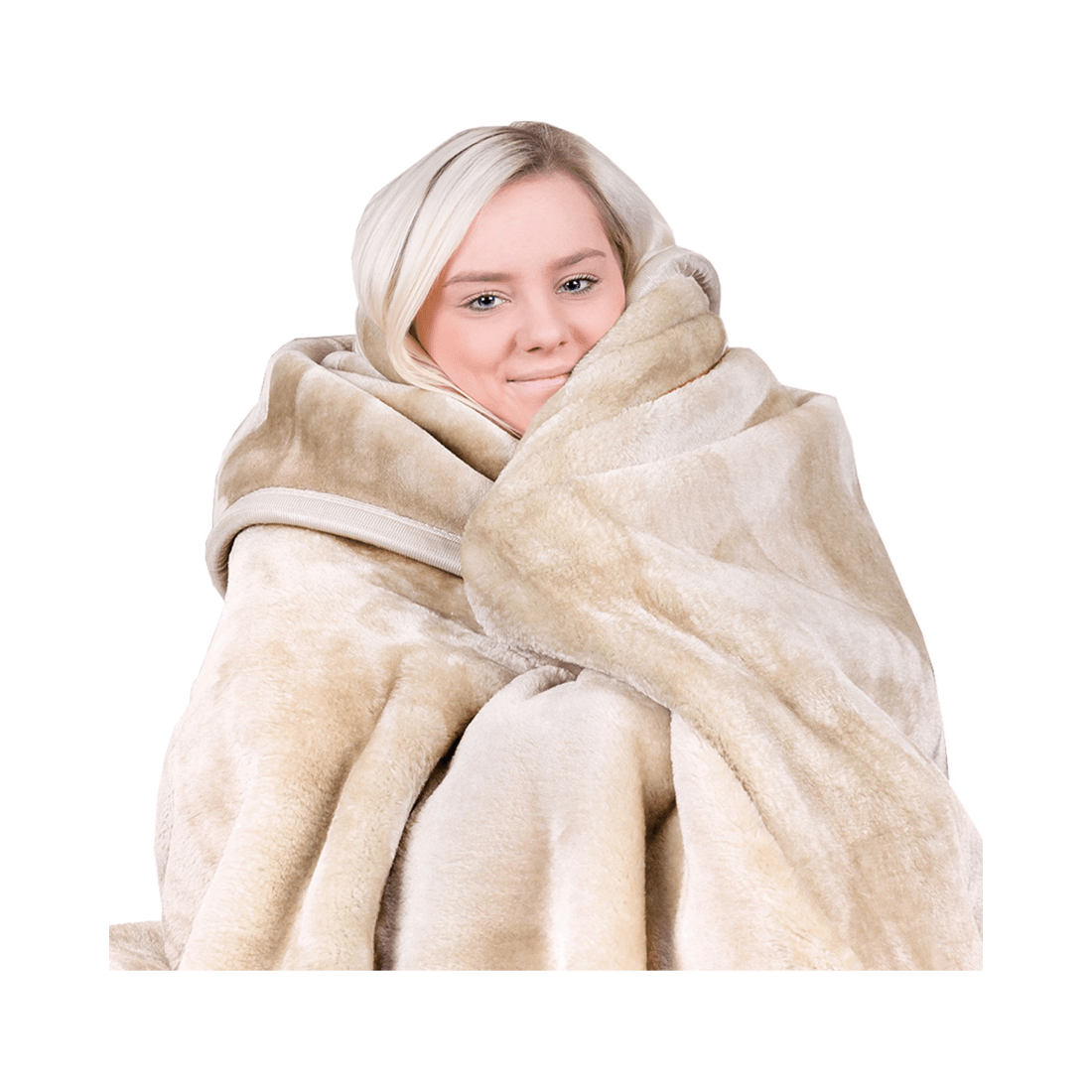 2 Laura Hill 800-gsm Mink Blanket Double-sided Soft Plush Bed Faux Throw Rug Beige
 - Queen Bed, 2 of 7