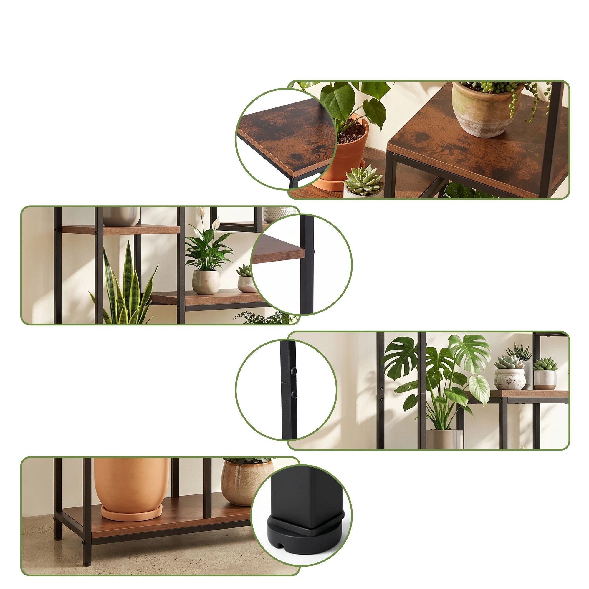 5 Artiss Tall Plant Stand Indoor, 6-Tier Pot Plant Shelf with 10 S Hanging Hooks - Black, 5 of 9