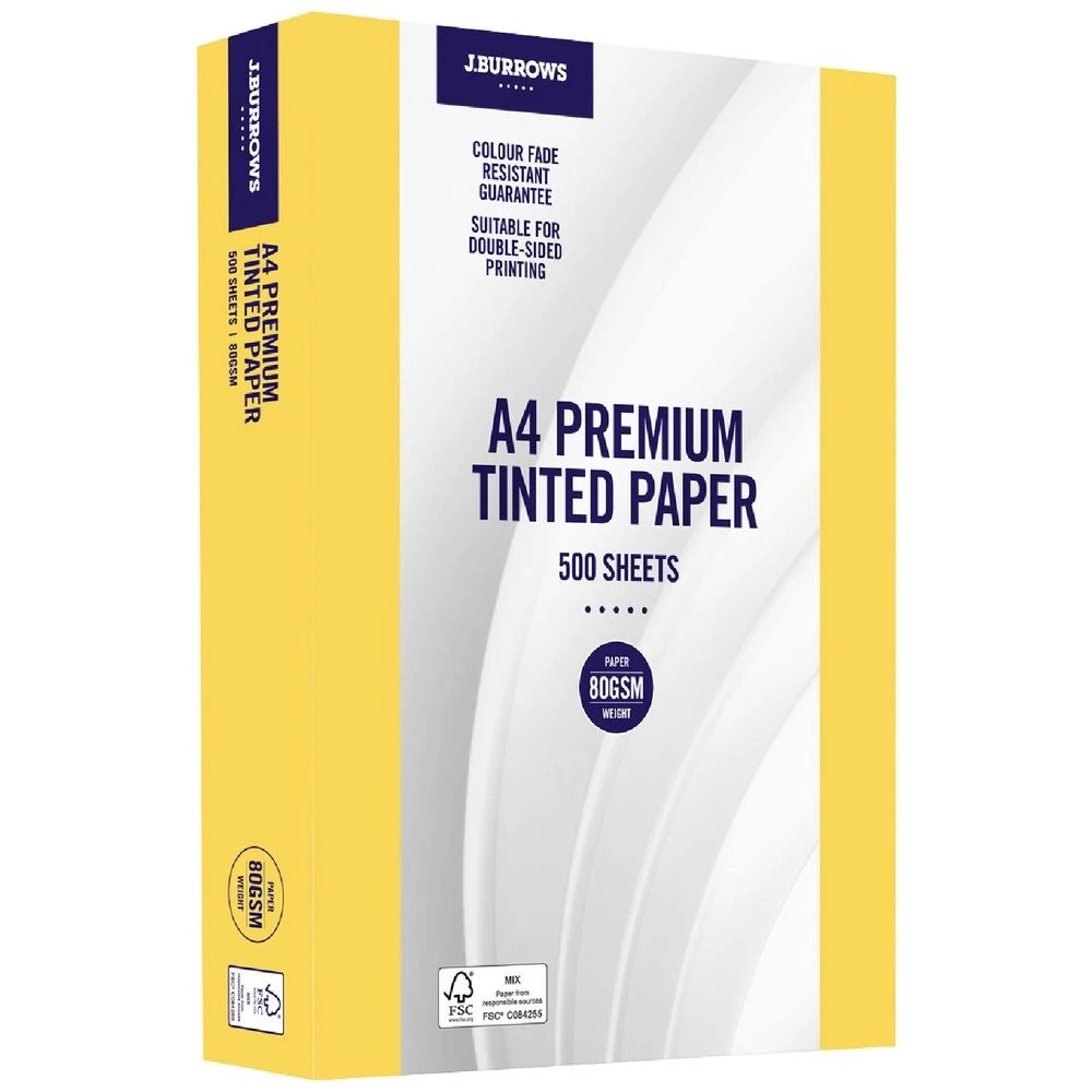 1 J.Burrows Premium A4 Tinted Paper 500 Sheet Ream Gold, 1 of 2