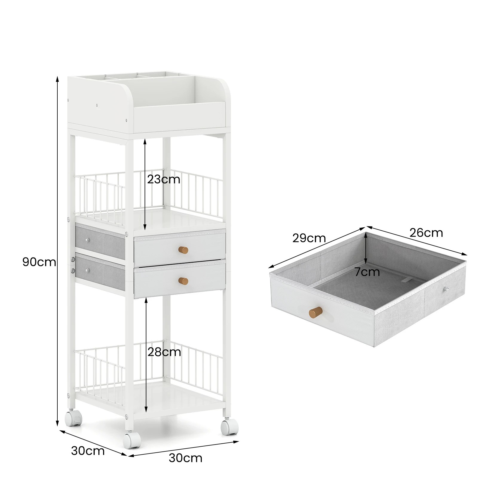 2 Costway Makeup Storage Cart w/Drawers Rolling Vanity Organizer, 2 of 5