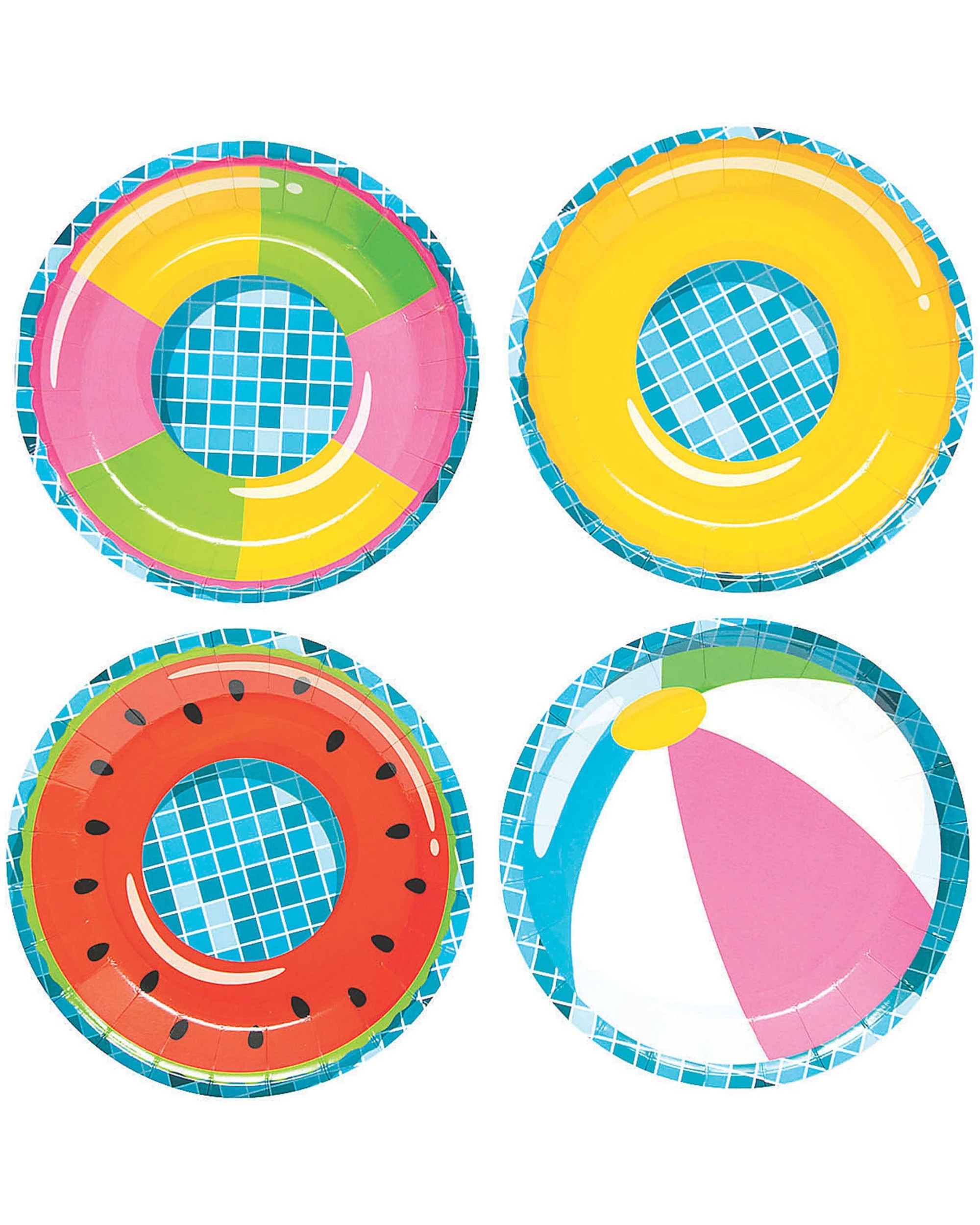 1 Oriental Trading Summer Pool Party Small Paper Plates Pack of 8 - Multi, 1 of 1