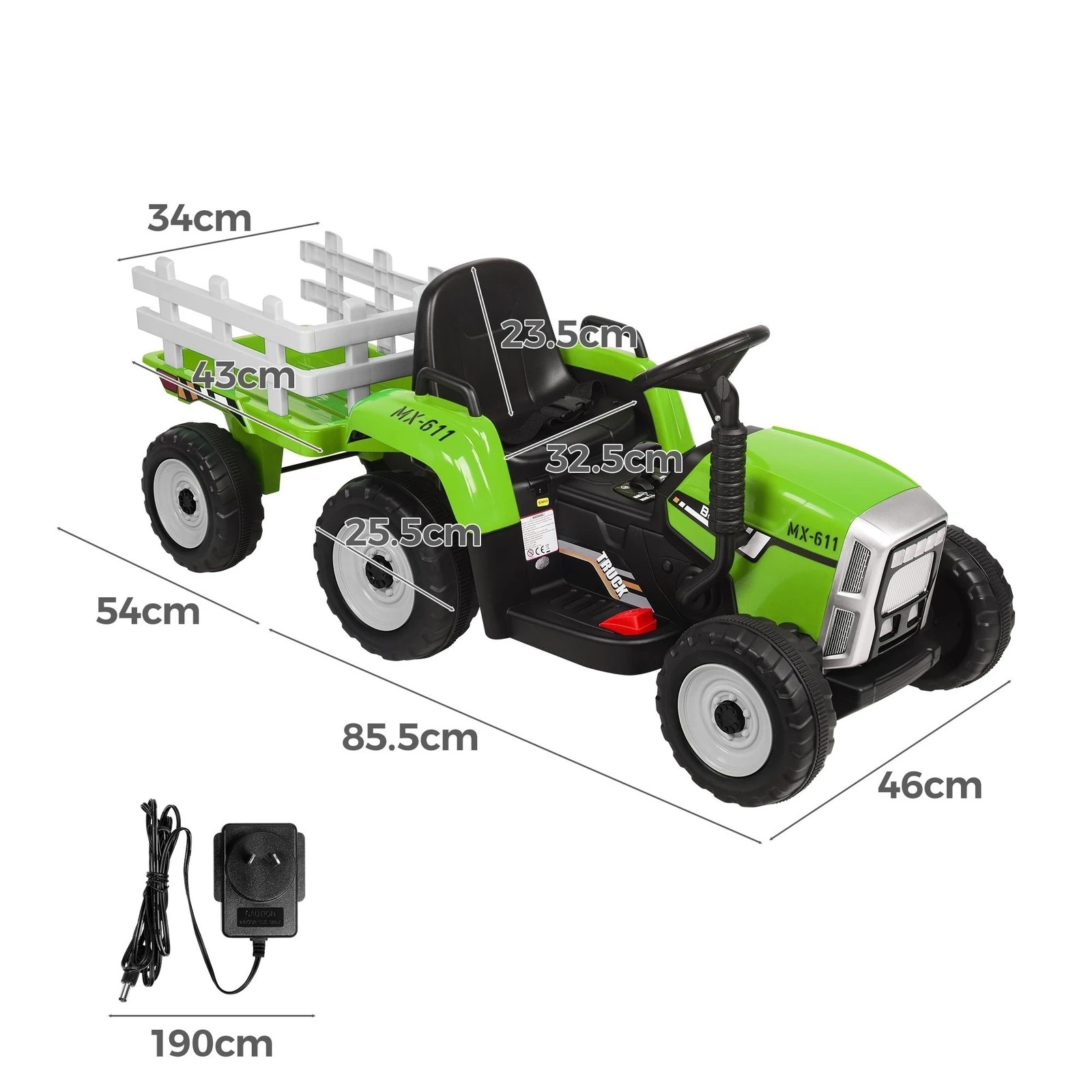 8 Alfordson Kids Ride On Car Tractor 12V Electric Toy Vehicle Child Toddlers - Green, 8 of 10