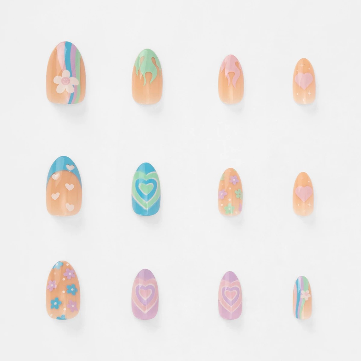 5 OXX Cosmetics 24 Pack False Nails with Adhesive - Almond Shape, Y2K Motifs, 5 of 5