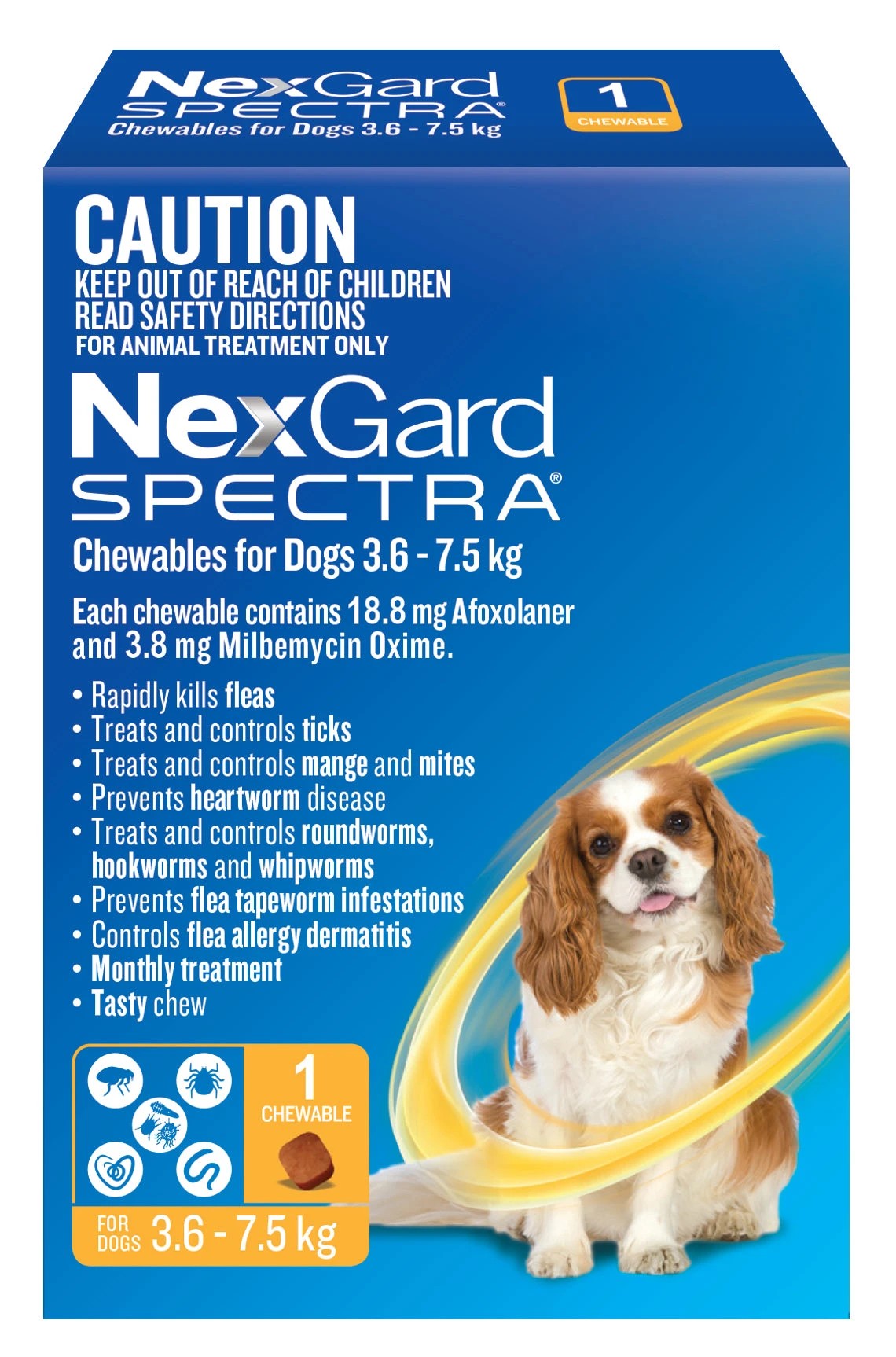 1 Nexgard Spectra Chewables For Small Dogs Yellow 3.6 -7.5kg - 6 Months Supply, 1 of 2