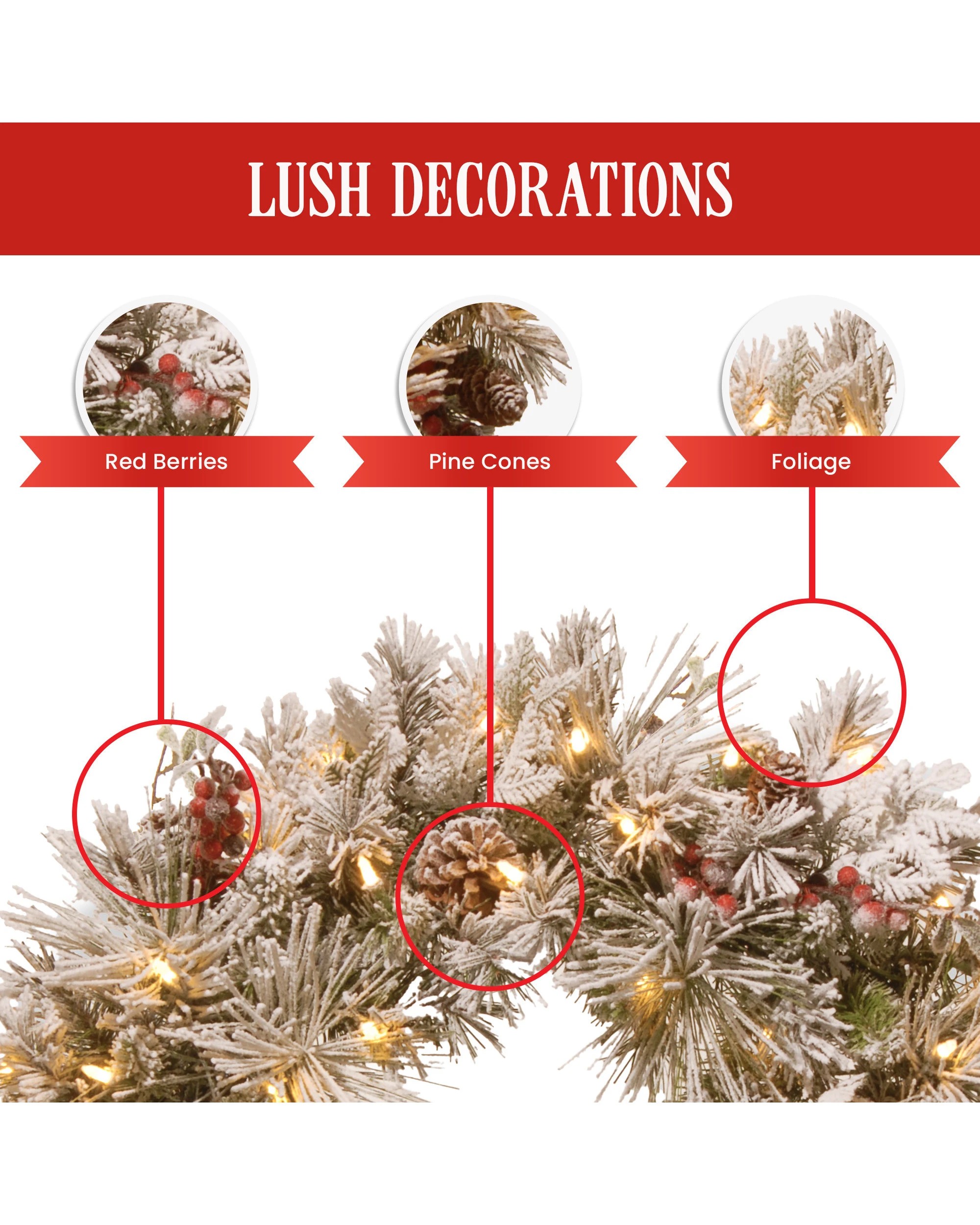 4 Christabelle 61cm Snowy Christmas Wreath Bedford With Led Lights Front Door Decoration Ornament, 4 of 7