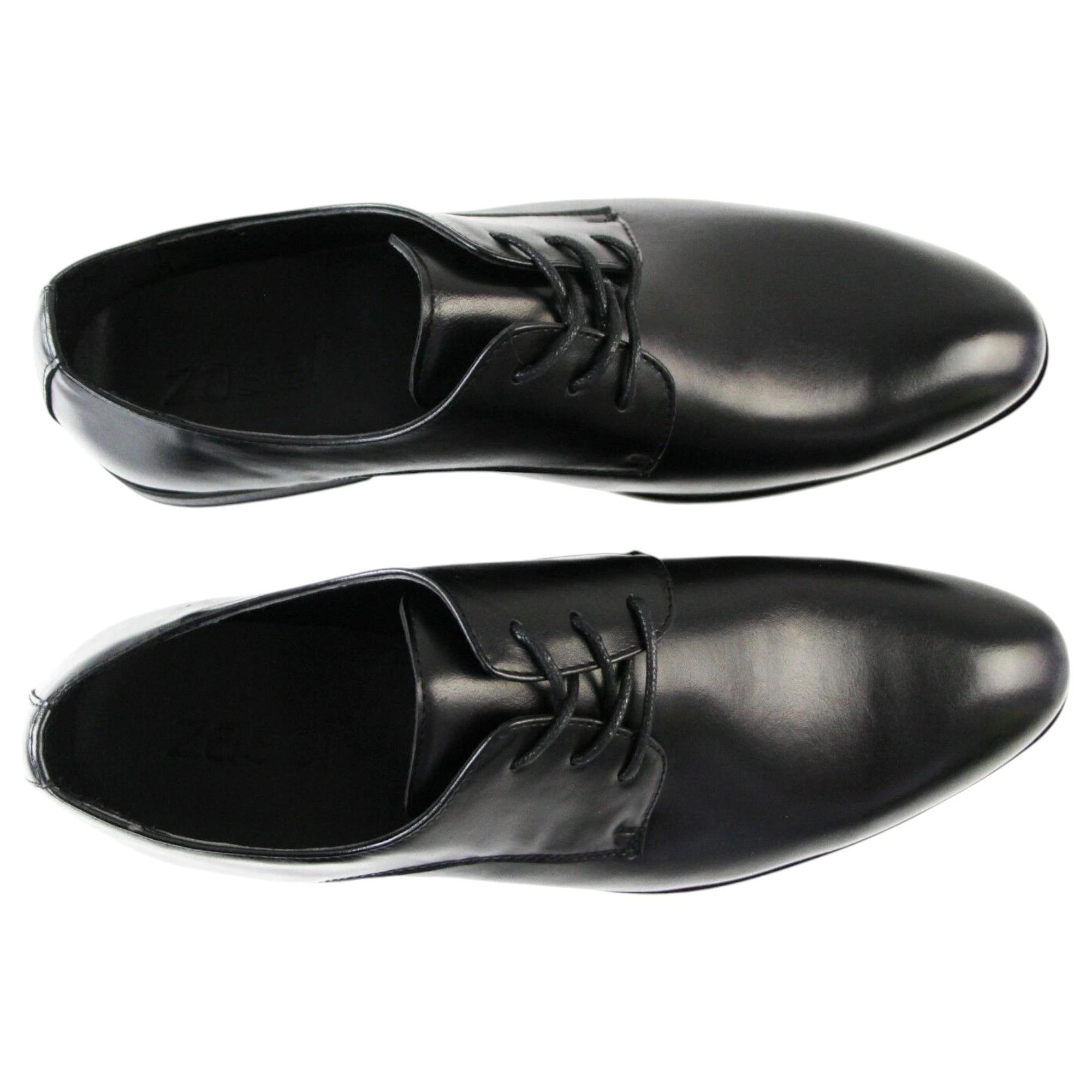 2 Zasel Mens Bert Shoes Synthetic Leather Lace Up Dress Casual Wedding BLACK, 2 of 3