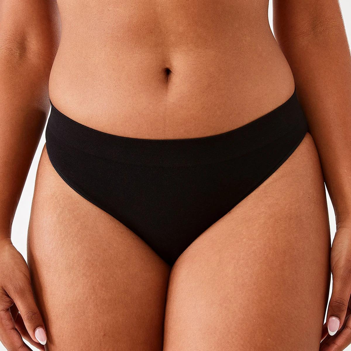 3 3 Pack Seamfree Cotton Bikini Briefs BLACK, 3 of 6