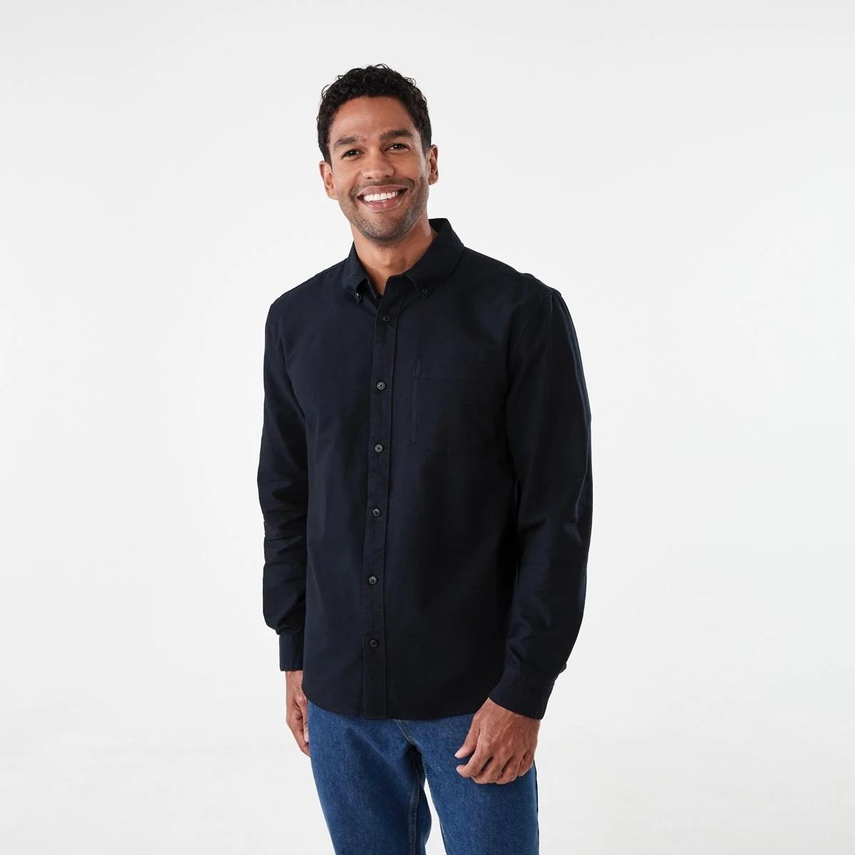 1 Long Sleeve Oxford Shirt BLACK, 1 of 7