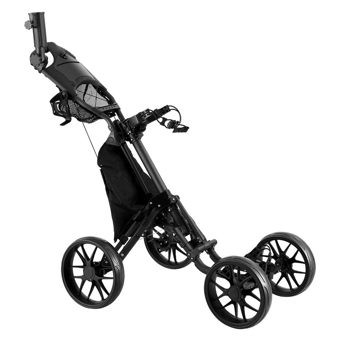 3 Everfit Golf Buggy Foldable Trolley Golf Cart Wheels Umbrella Bottle Holder - Black, 3 of 6