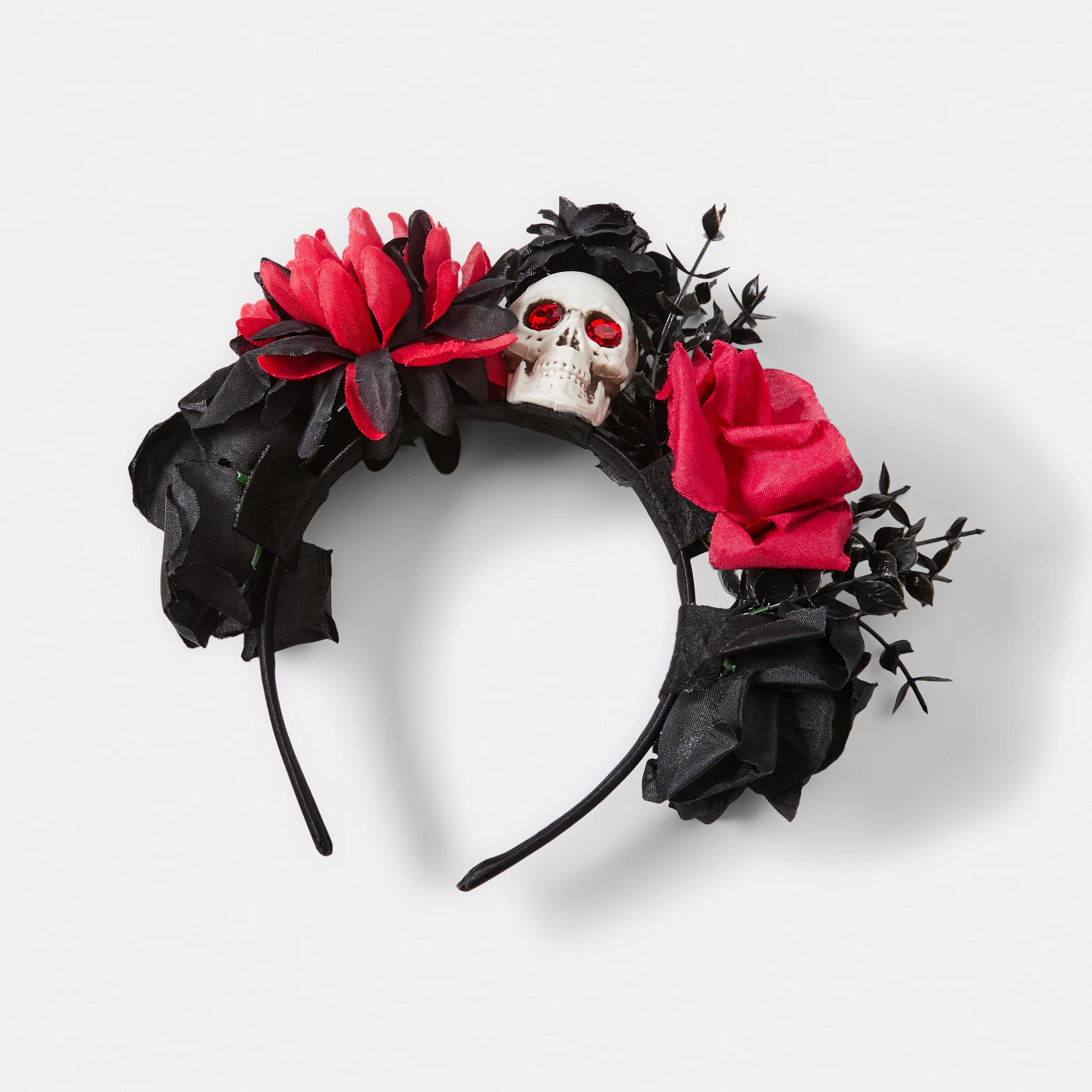 2 Halloween Day of the Dead Headband - Black and Red Black, 2 of 4