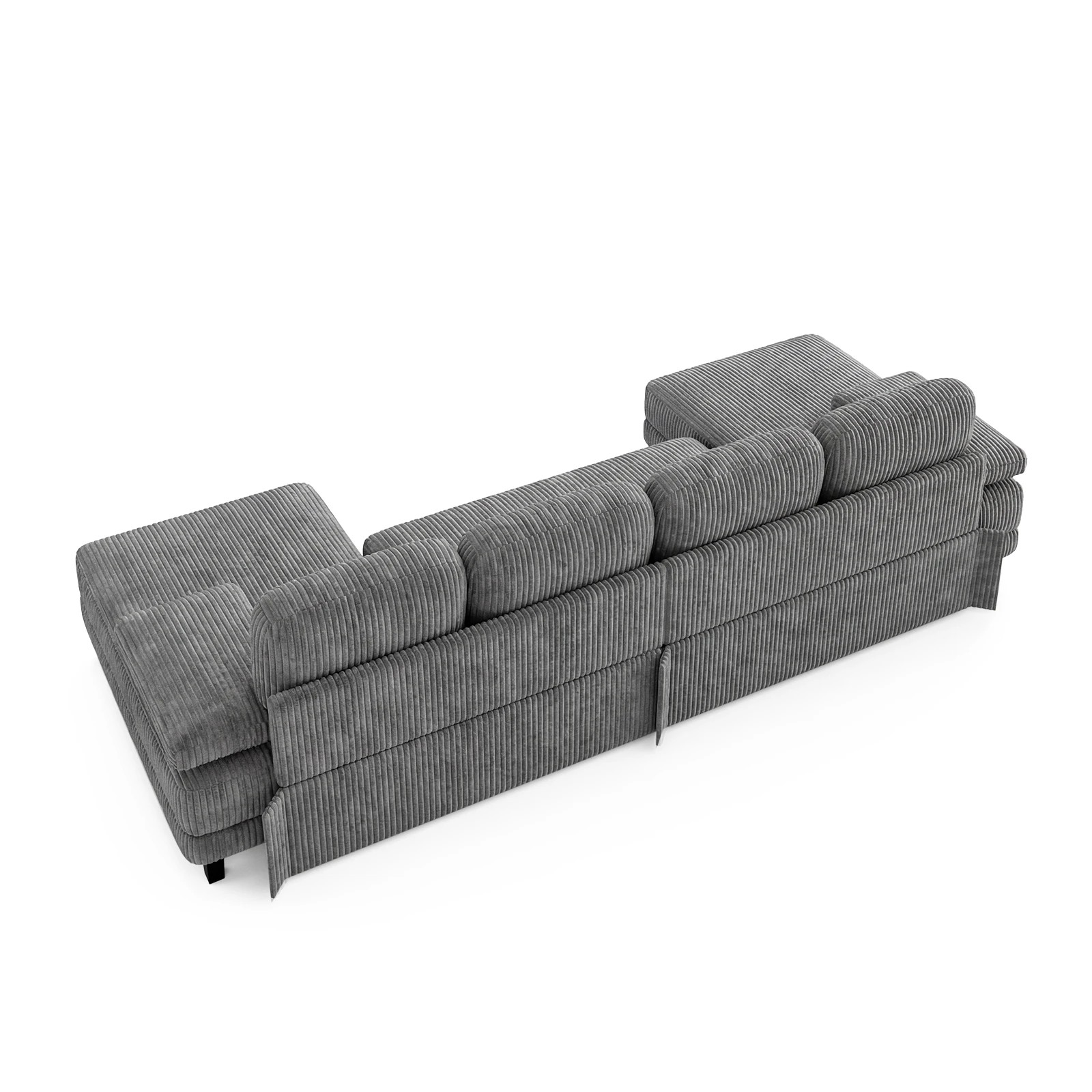 6 Advwin Sectiona Sofa 4-Seater Corduroy Fabric U Shape Couch 280cm - Grey, 6 of 9
