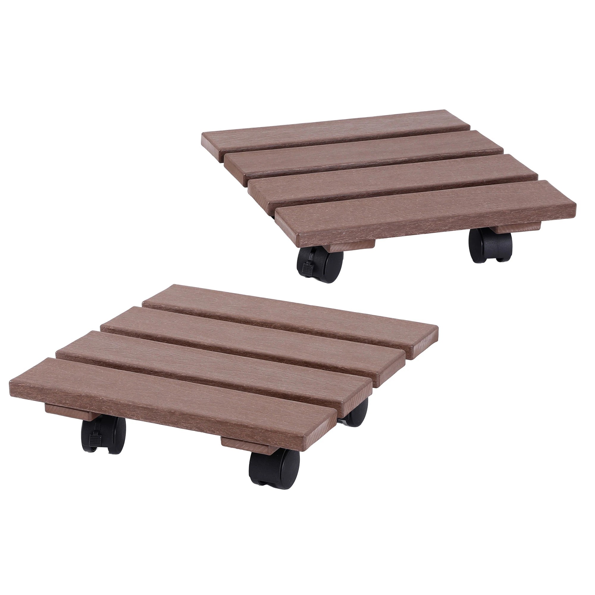 3 Gardeon 2PC Plant Carts HDPE Plant Caddy With Lockable Wheels Rolling - Brown, 3 of 7