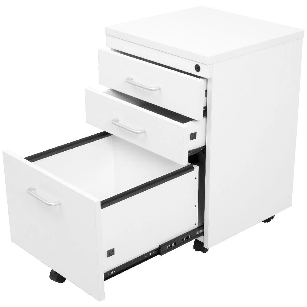 3 Rapid Span 3 Drawer Mobile Pedestal White Cabinets Pedestals, 3 of 6