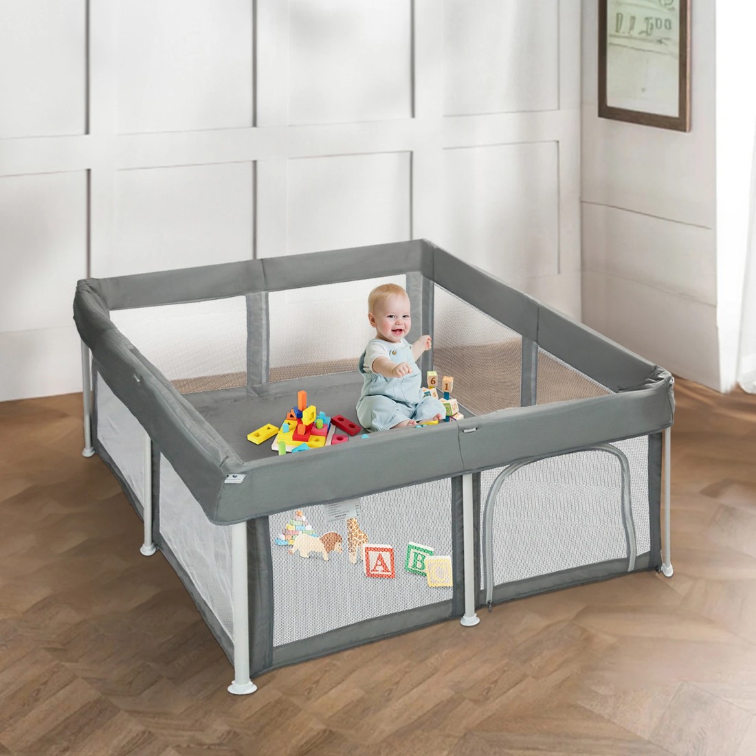 7 Bopeep Kids Mesh Playpen Foldable 120x120cm, 7 of 7