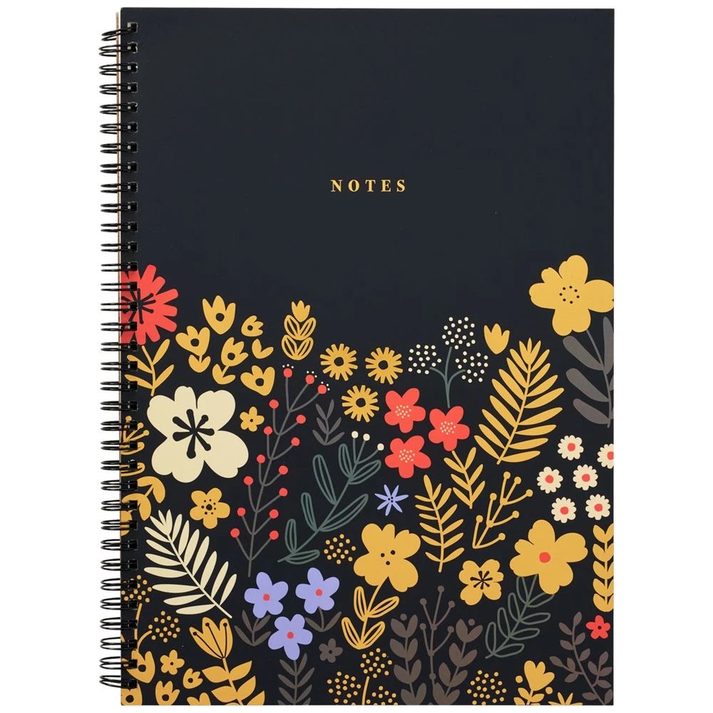 1 Otto A4 Spiral Notebook 200 Pages Large Wildflower, 1 of 2