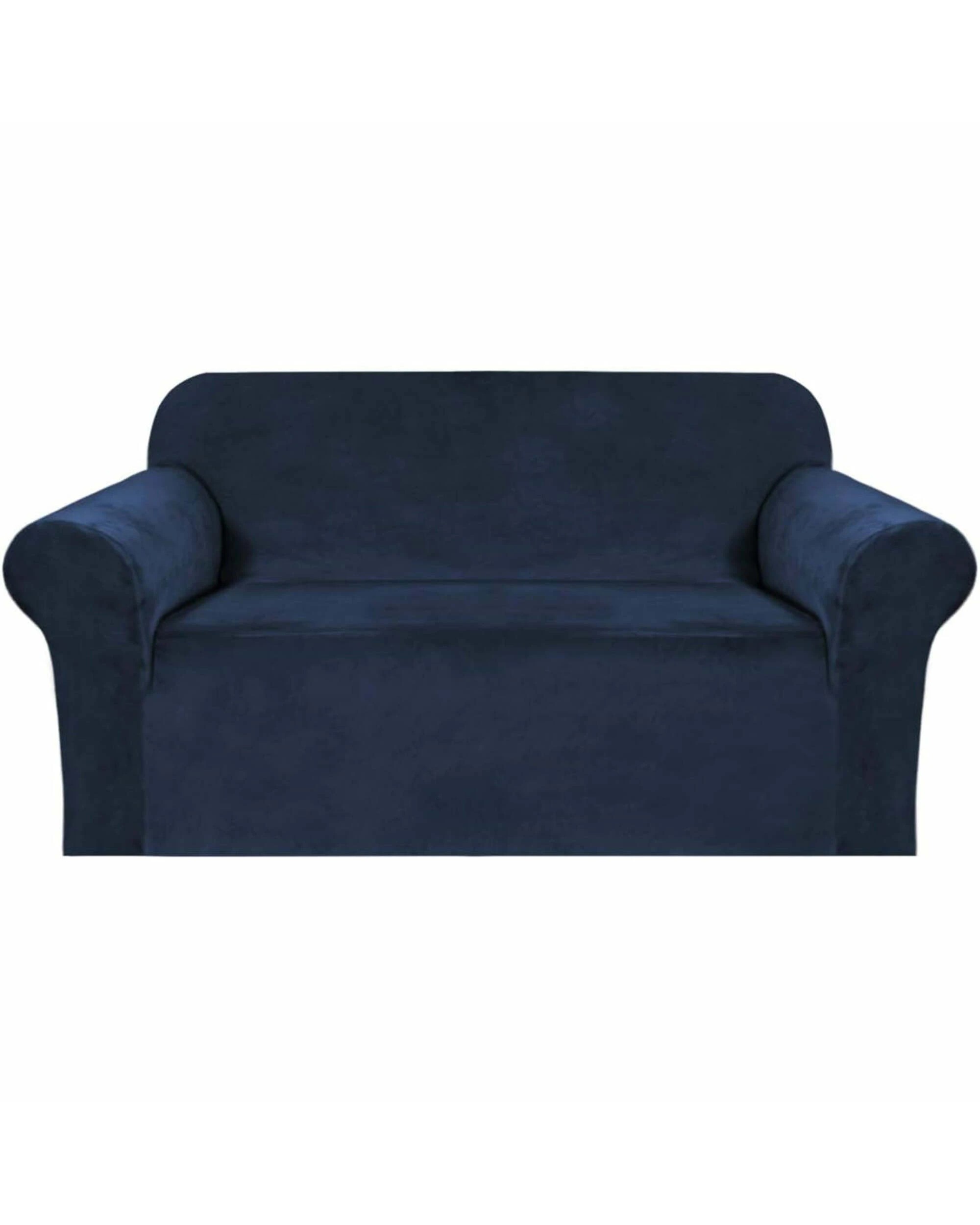 1 Smarcute 2 Seater Velvet Sofa Cover Stretch Thick Plush Fabric - Blue, 1 of 5