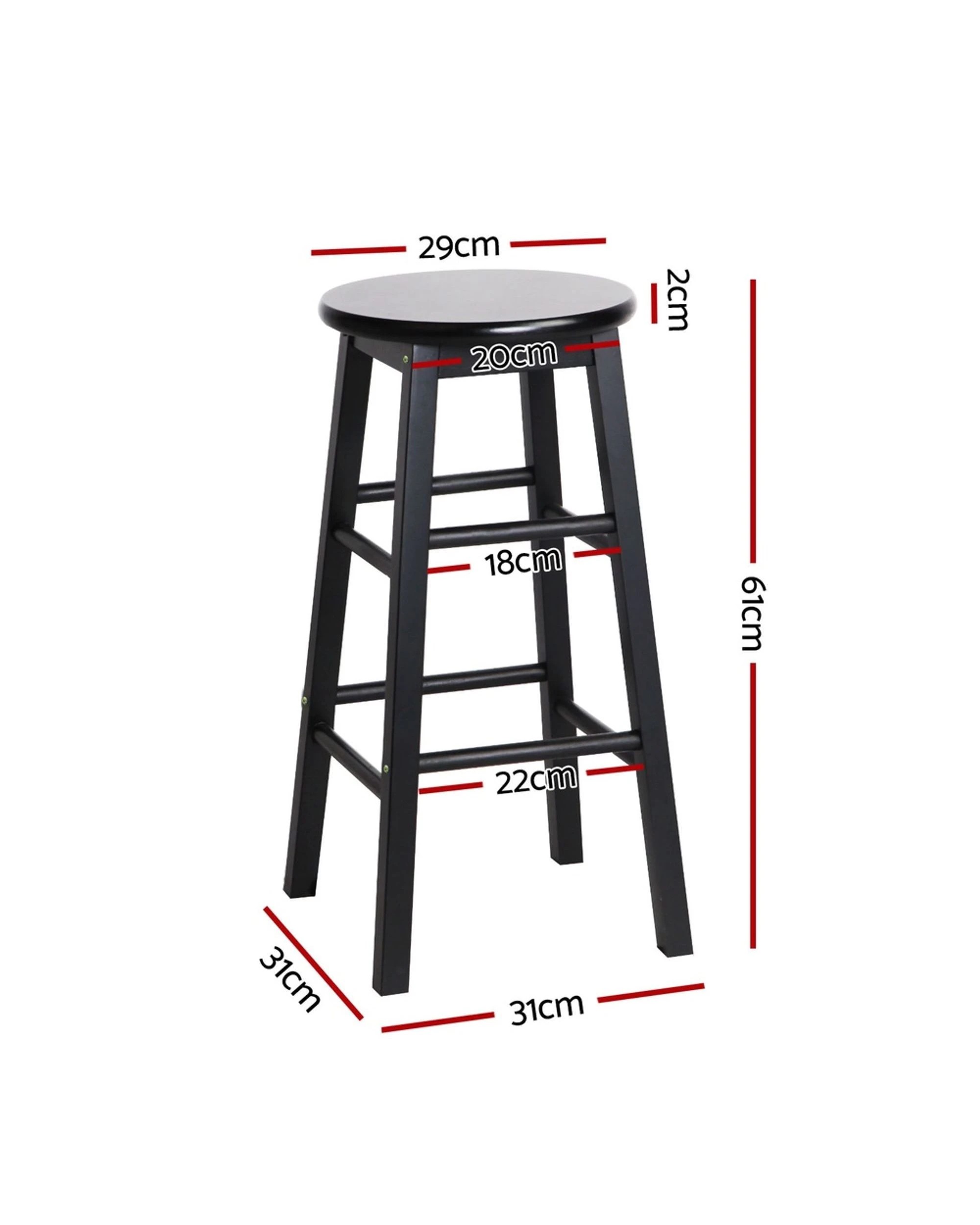 2 Artiss 4x Bar Stools Round Chairs
 - Black, 2 of 3
