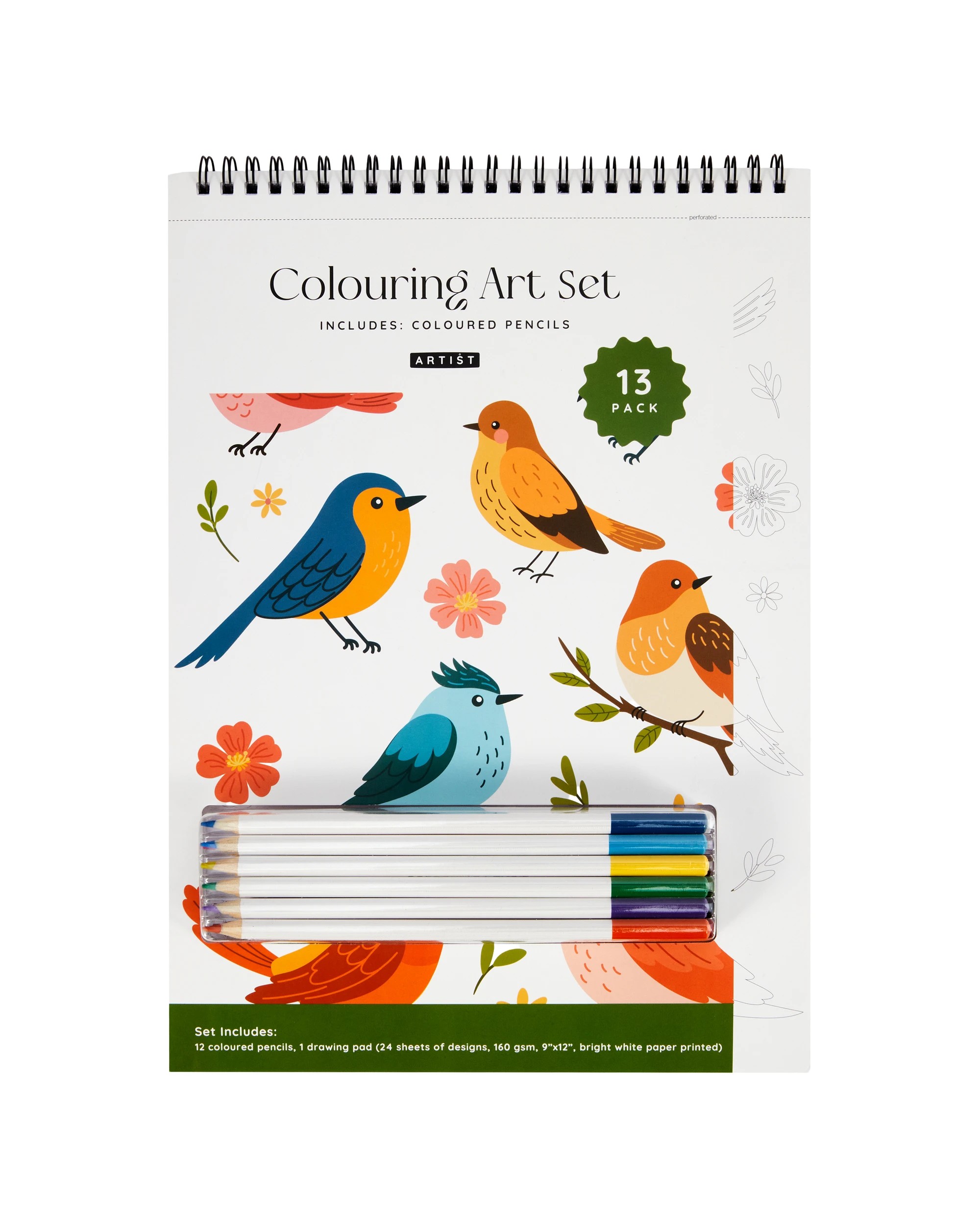 1 13 Pack Colouring Art Set - Birds, 1 of 5
