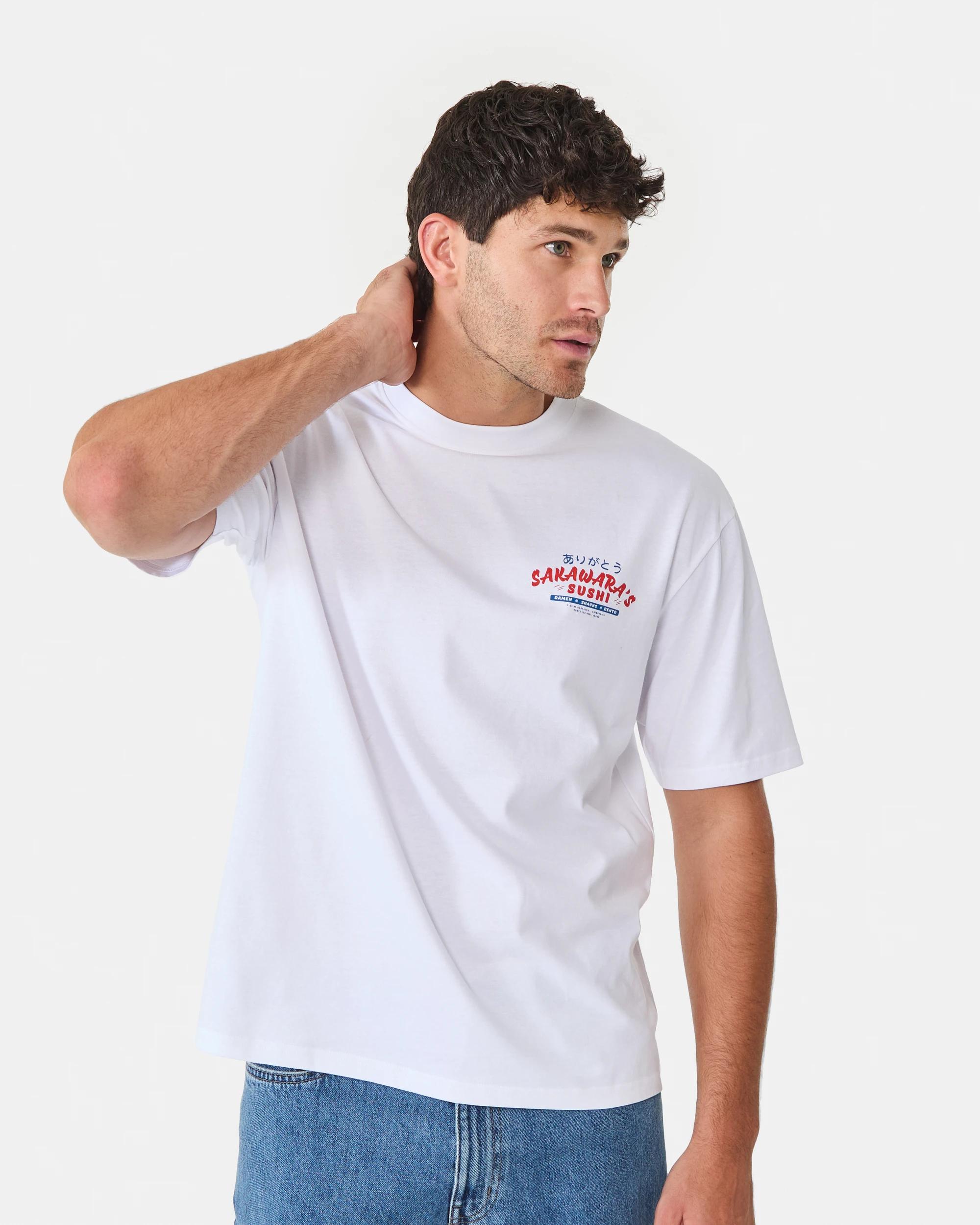 1 Oversized Print T-shirt Wht Sushi, 1 of 9