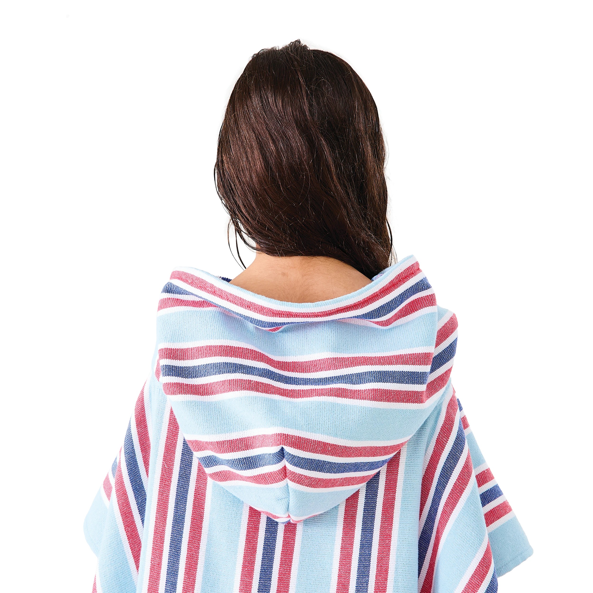 6 Kids Hooded Turkish Beach Towel - Red and Blue, 6 of 9