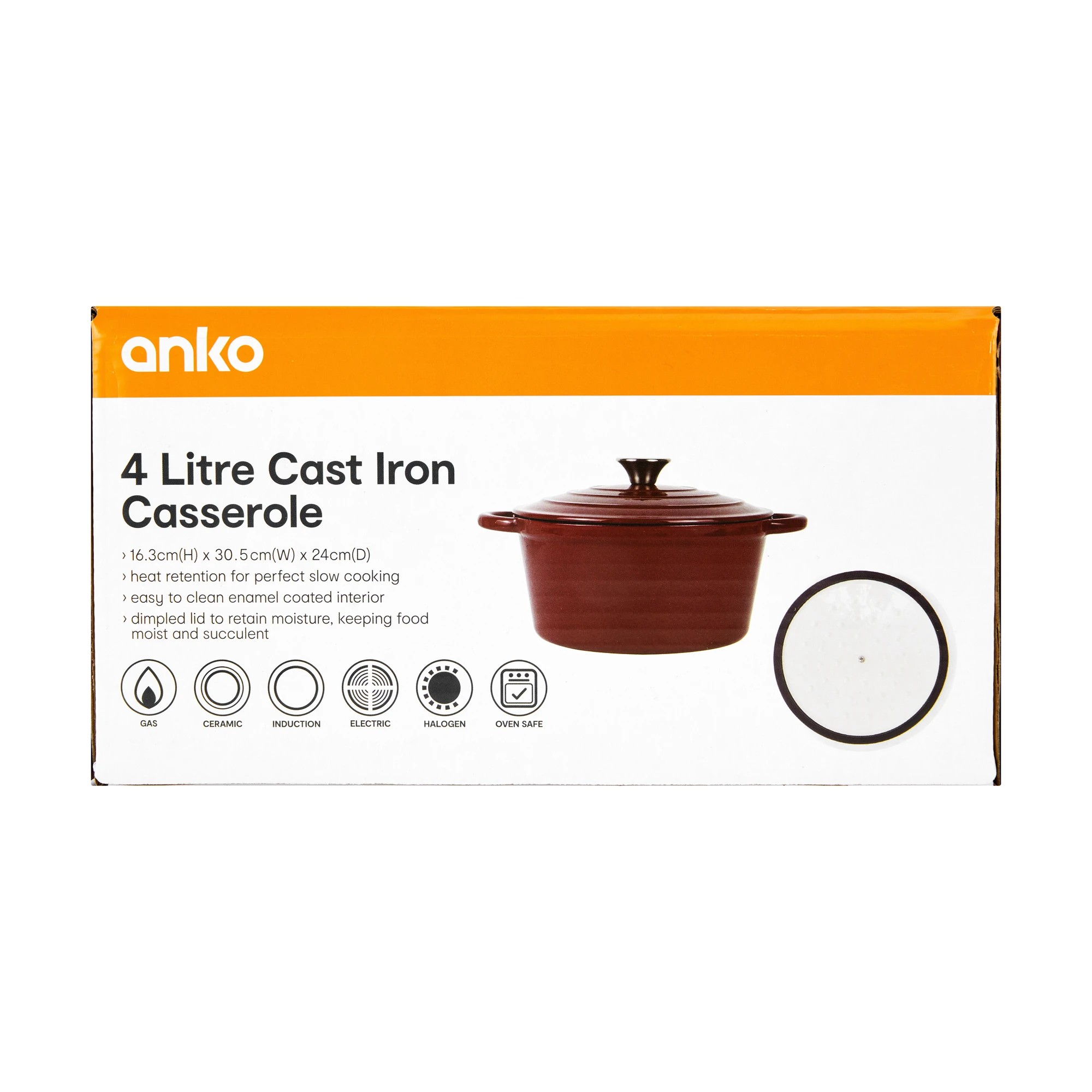 6 4L Red Cast Iron Casserole, 6 of 6