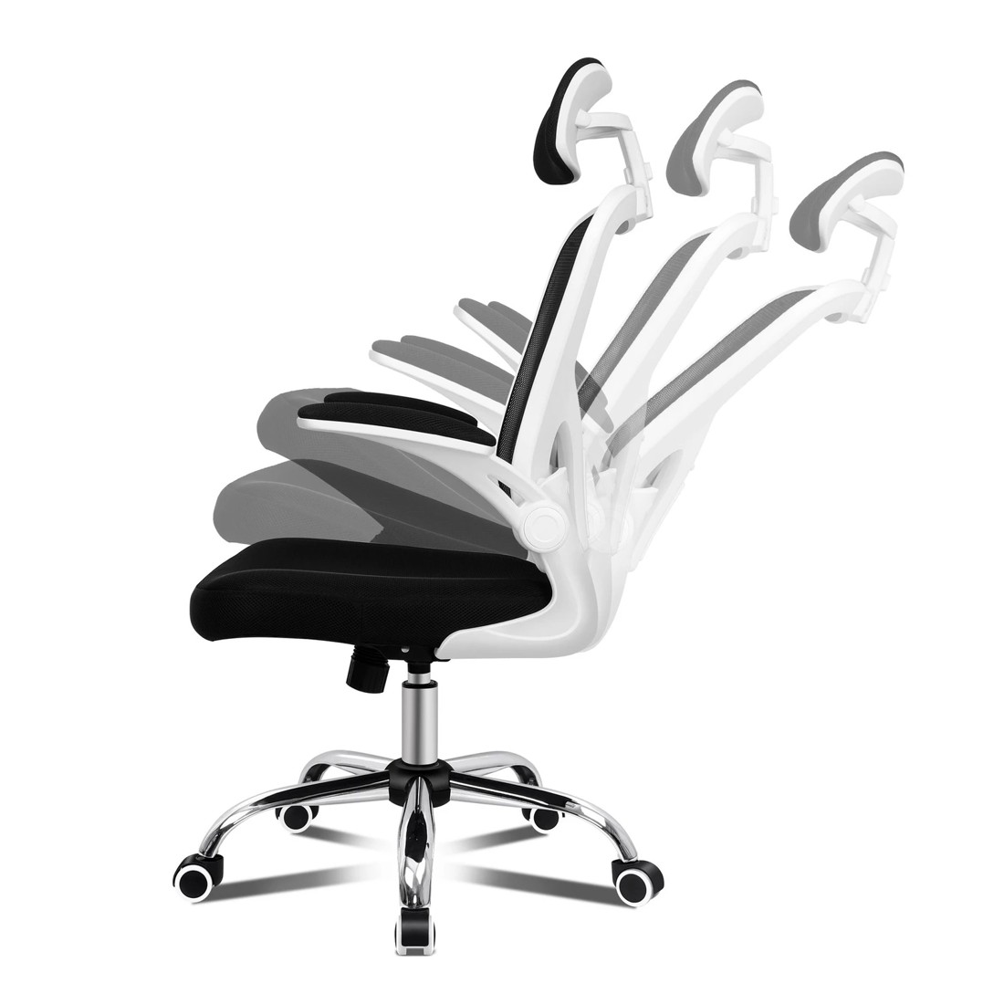 4 Alfordson Mesh Office Chair Executive Fabric Seat Gaming Racing Tilt Computer - White, 4 of 10