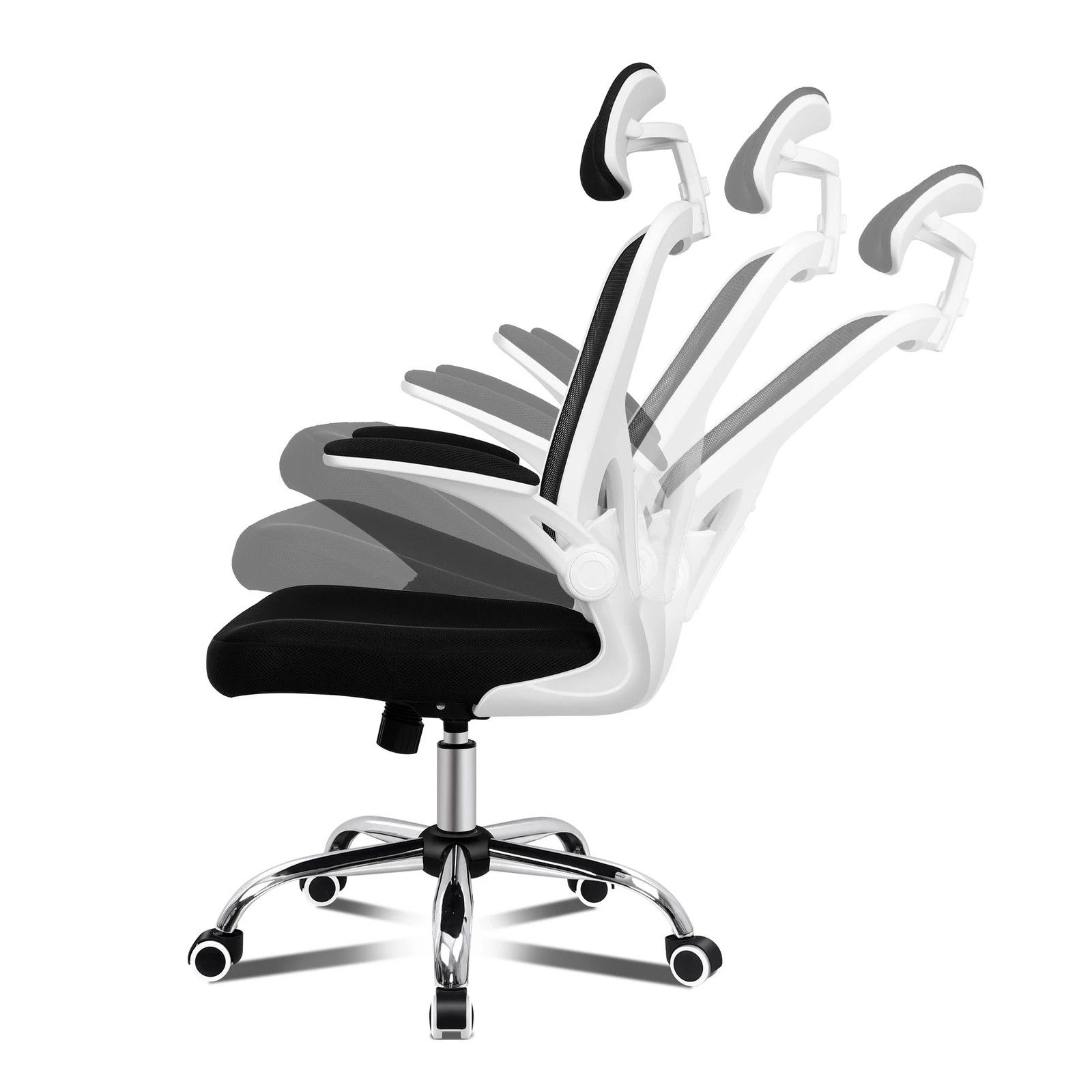 4 Alfordson Mesh Office Chair Executive Fabric Seat Gaming Racing Tilt Computer - White, 4 of 10