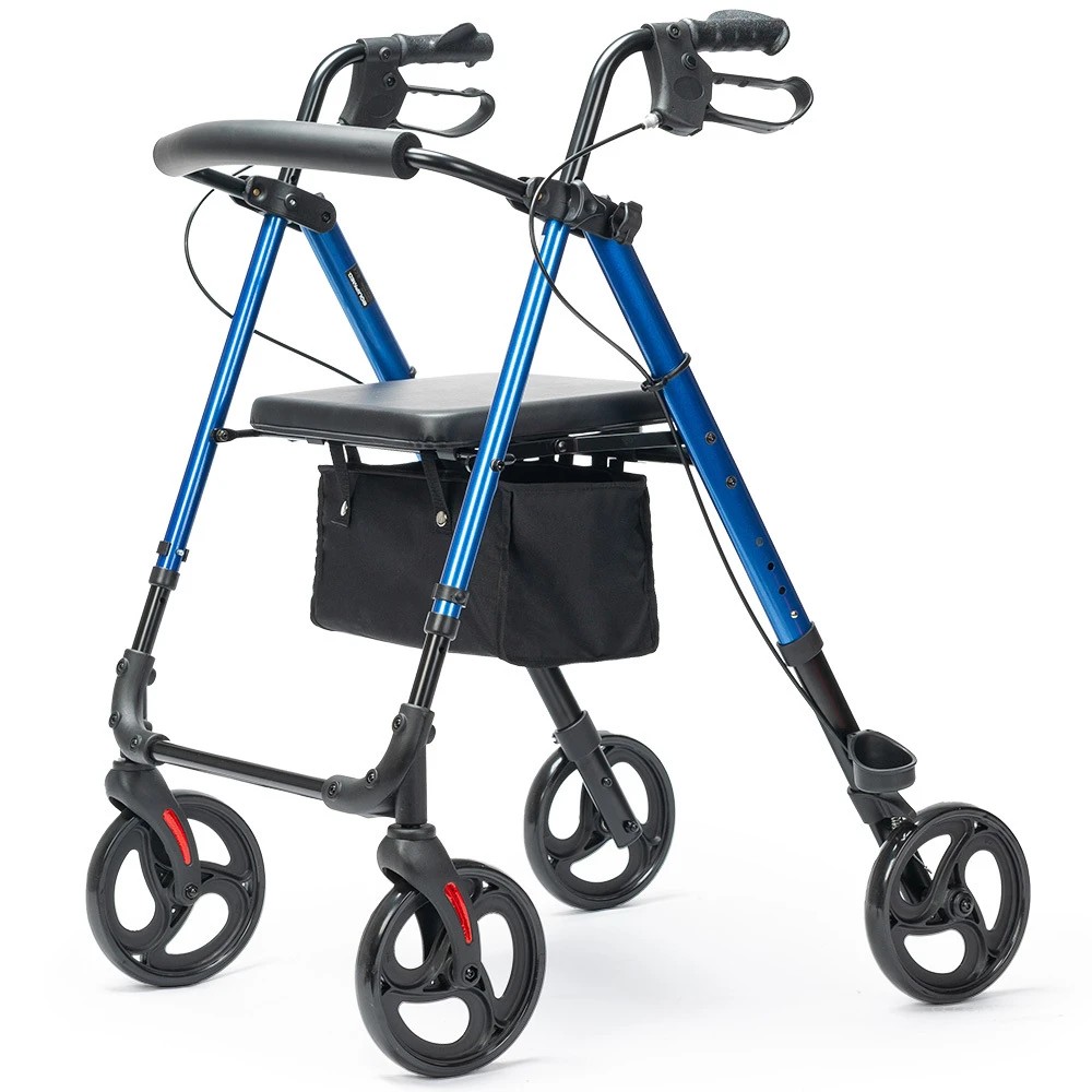 1 Equipmed 4 Wheel Lightweight Rollator Walker - Blue, 1 of 1
