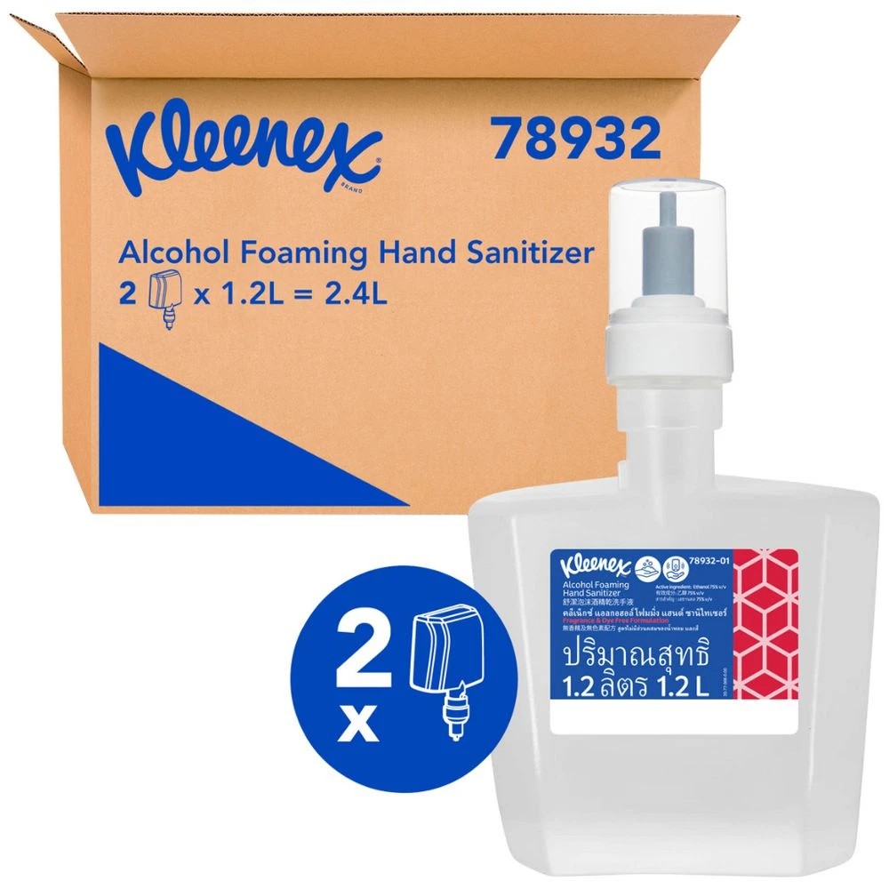 1 Kleenex Alcohol Foaming Hand Sanitiser 1200mL Cartridge 2 Pk, 1 of 4