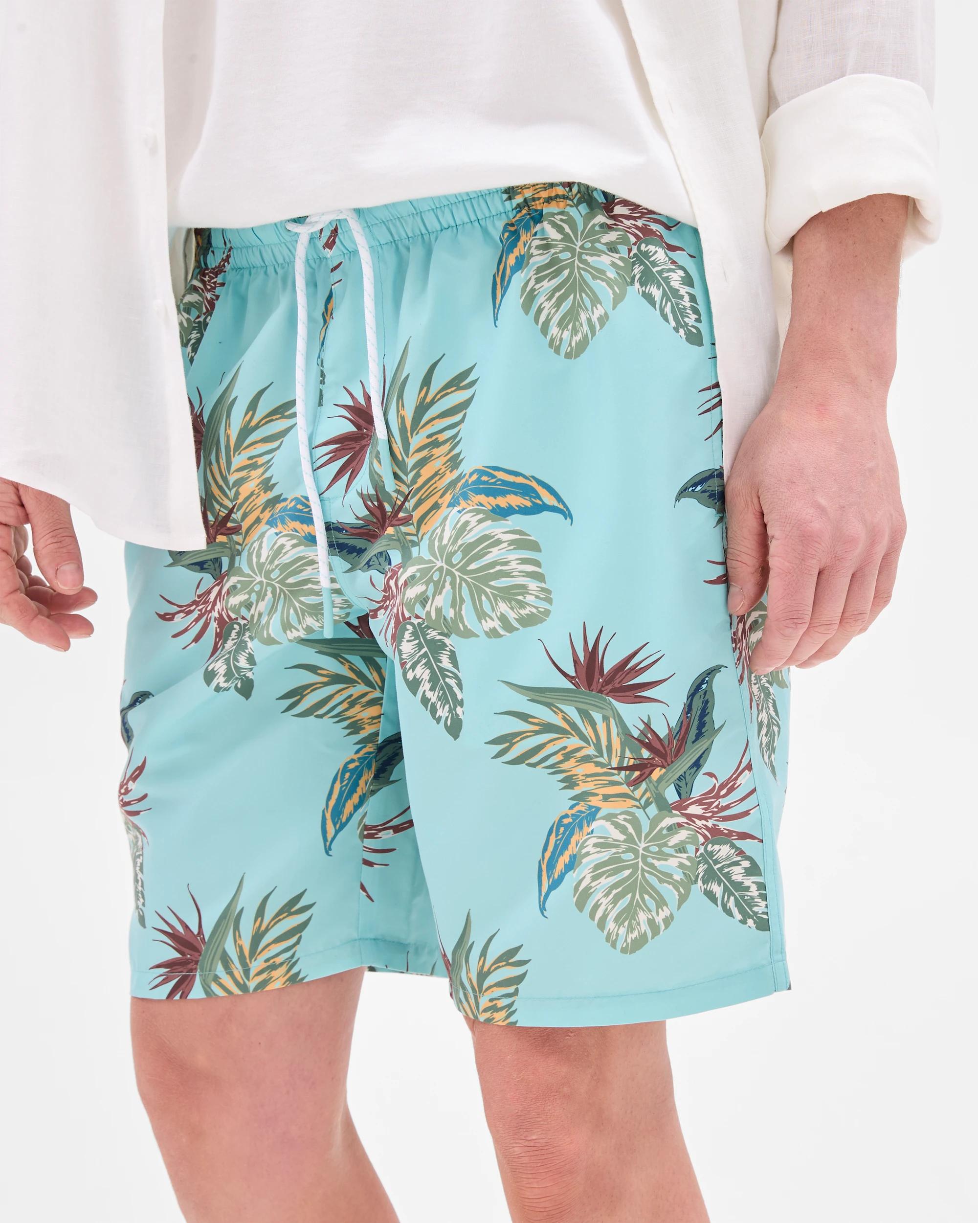 4 Target Tropical Print Boardshorts AQUA, 4 of 5