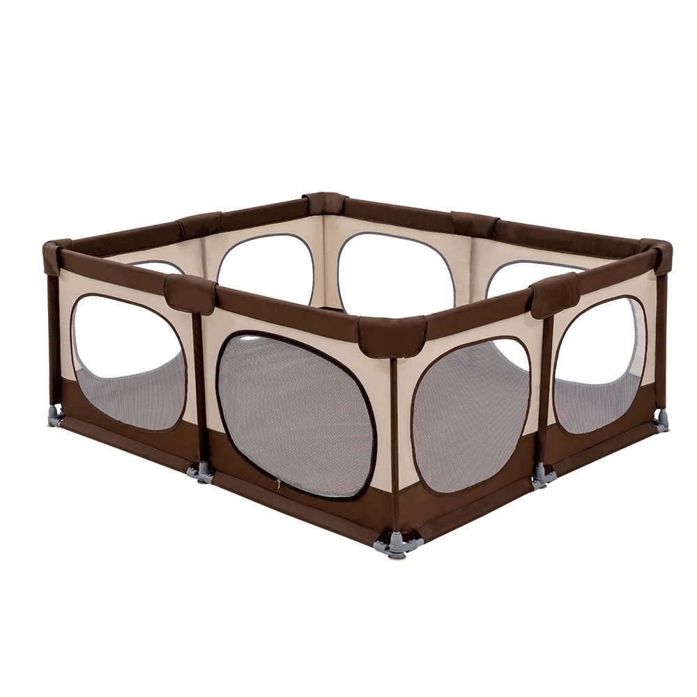 1 Playpals Baby Playpen Child Safety Gate Kids Playpen Child Play 150x180cm - Brown, 1 of 3