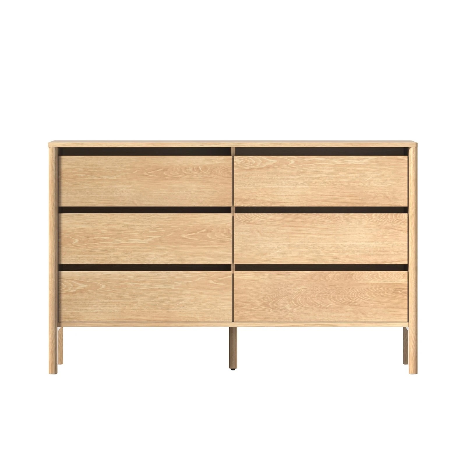 6 Oikiture 6 Chest Of Drawers Dresser Lowboy Storage Handle-Free Bedroom - Natural, 6 of 8
