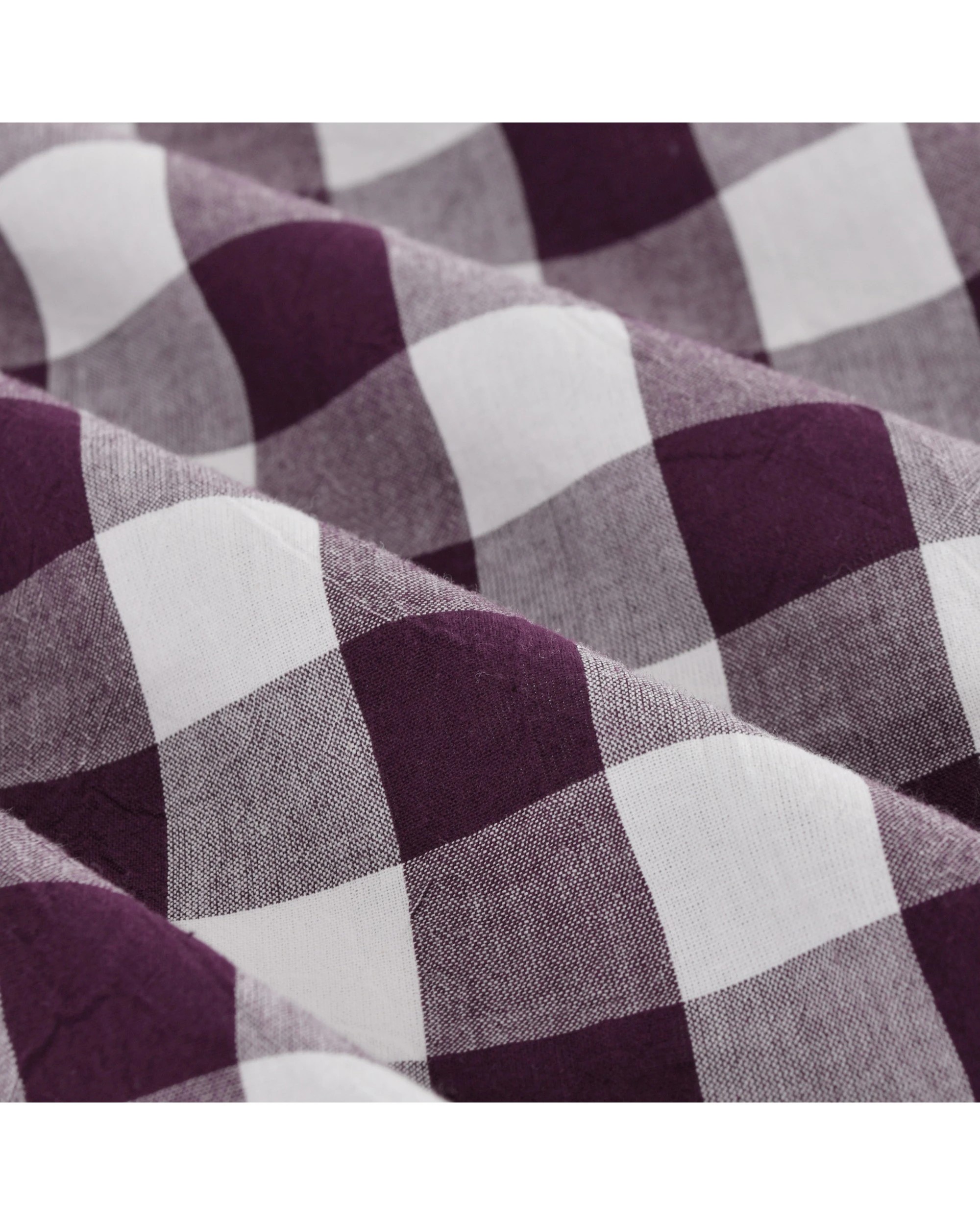 5 Dreamaker Lola Yarn Dyed Washed Cotton Gingham Sheet Set - Super King Bed - Plum, 5 of 7