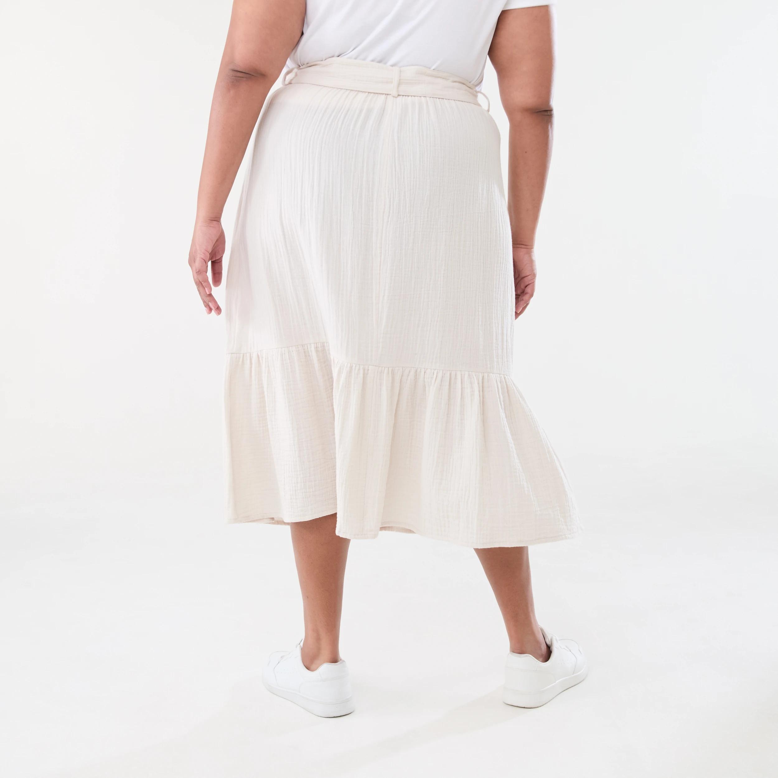 3 Curve Double Cloth Skirt Nat Beige, 3 of 5
