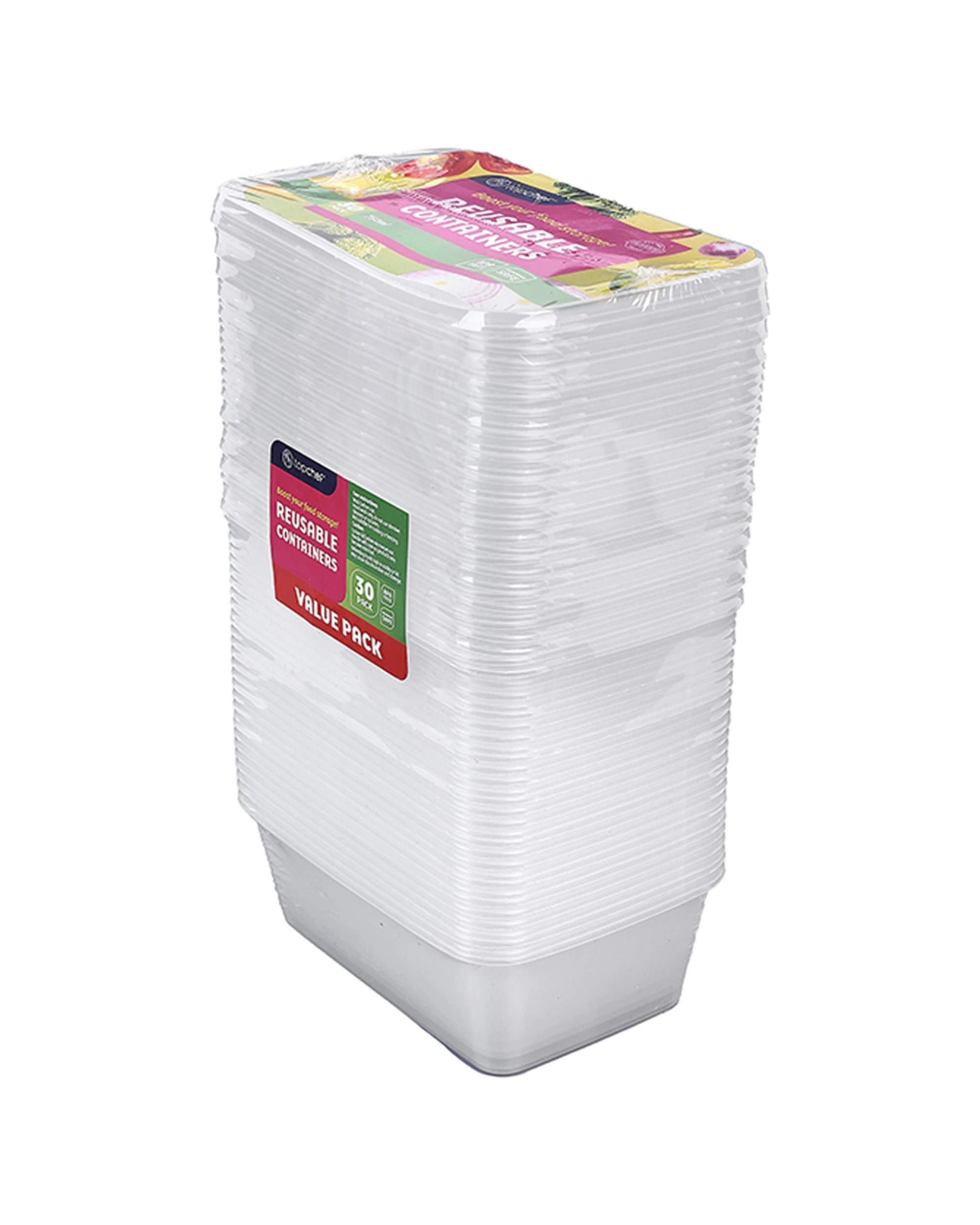 1 30pc Topchef 750ml Rectangle Bpa Free Reusable Food Storage Container W/lid - Clear, 1 of 2