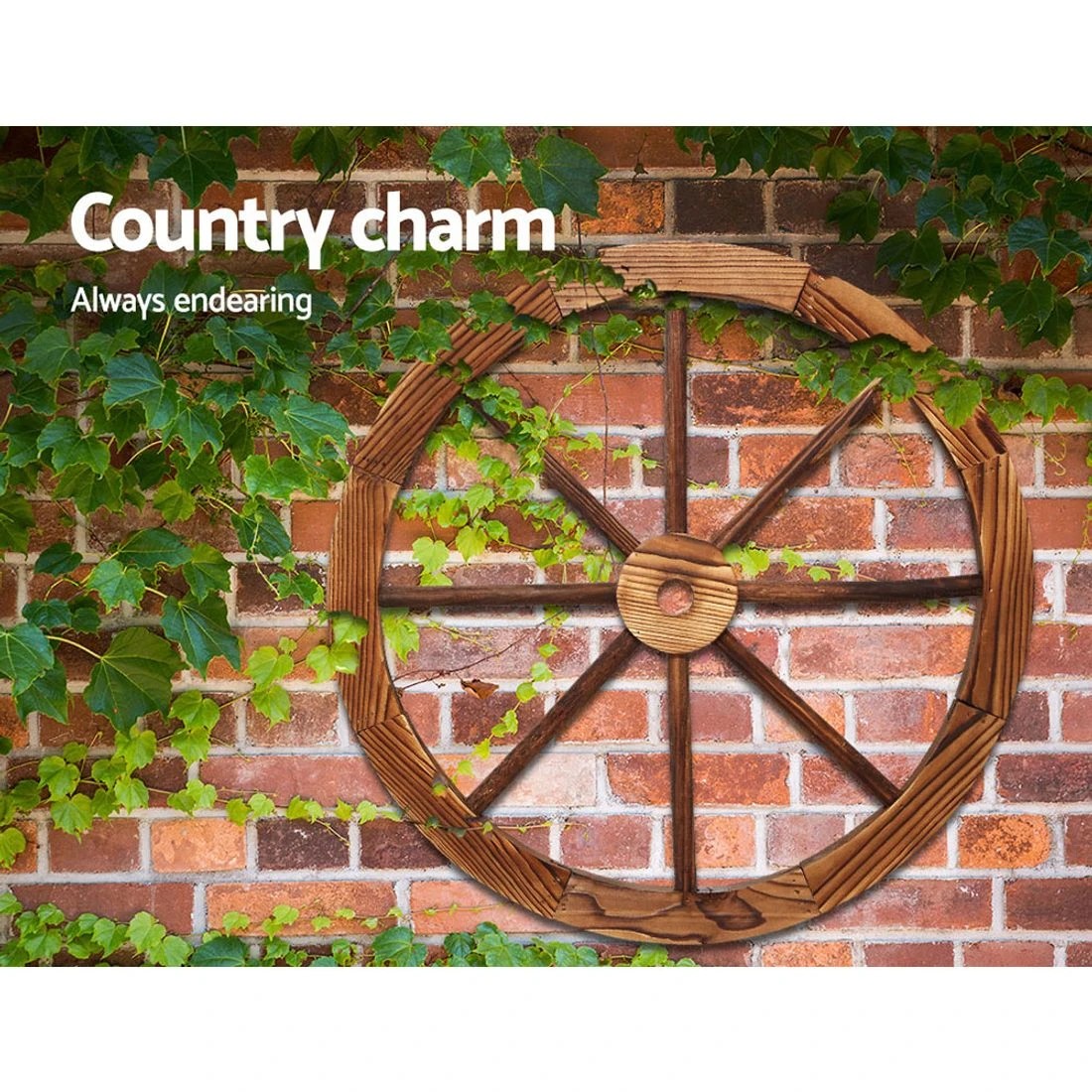 3 Gardeon Garden Decor Outdoor Ornament 2X Wooden Wagon - Brown, 3 of 7