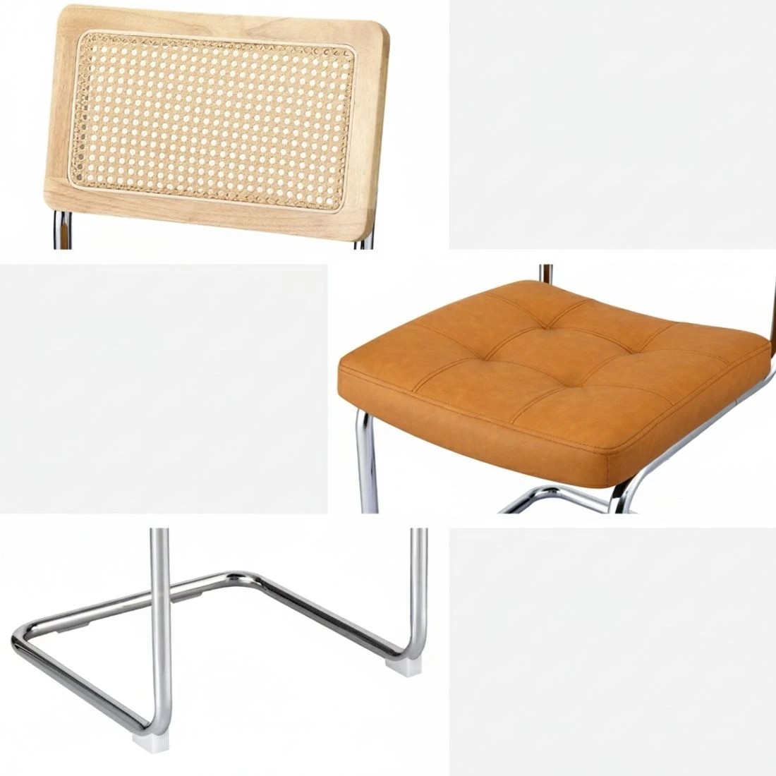 6 Artiss Dining Chairs Set of 4 PU Leather Rattan Cantilever - Multi, 6 of 6