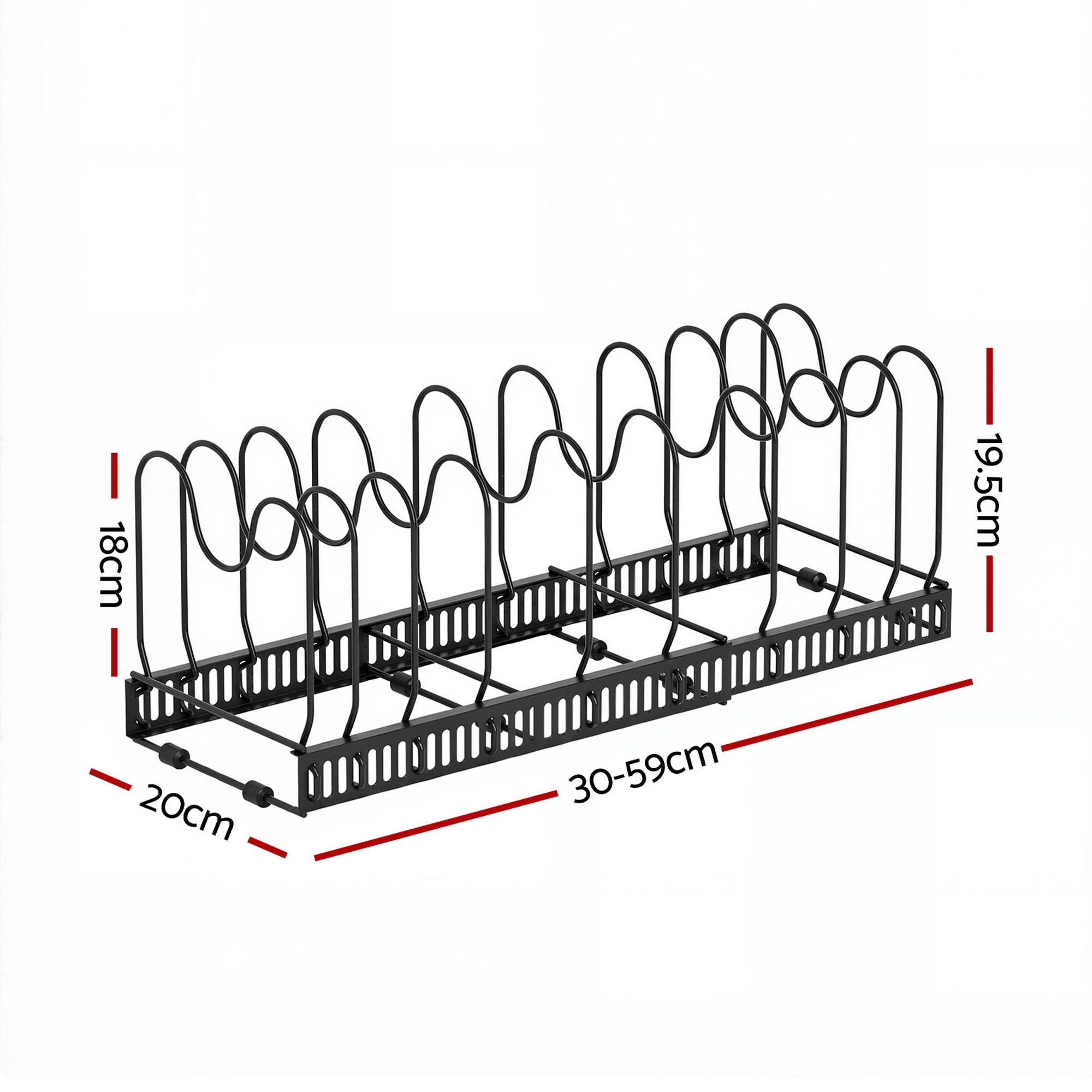 2 Artiss Expandable Pots and Pans Organizer Rack Cookware Holder Kitchen Cabinet Rack - Black, 2 of 7