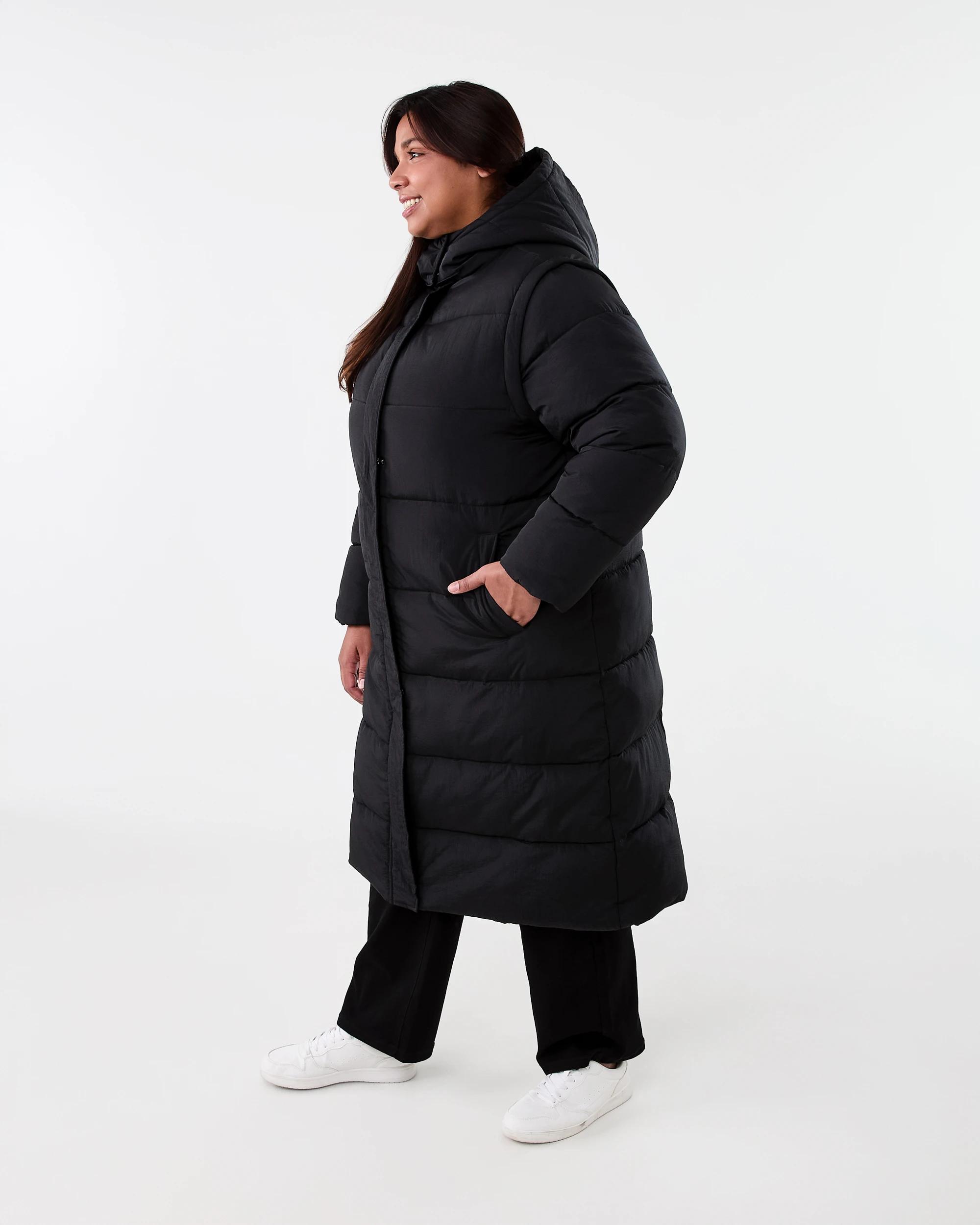 2 Curve Long Sleeve Hybrid Puffer Jacket Black, 2 of 7