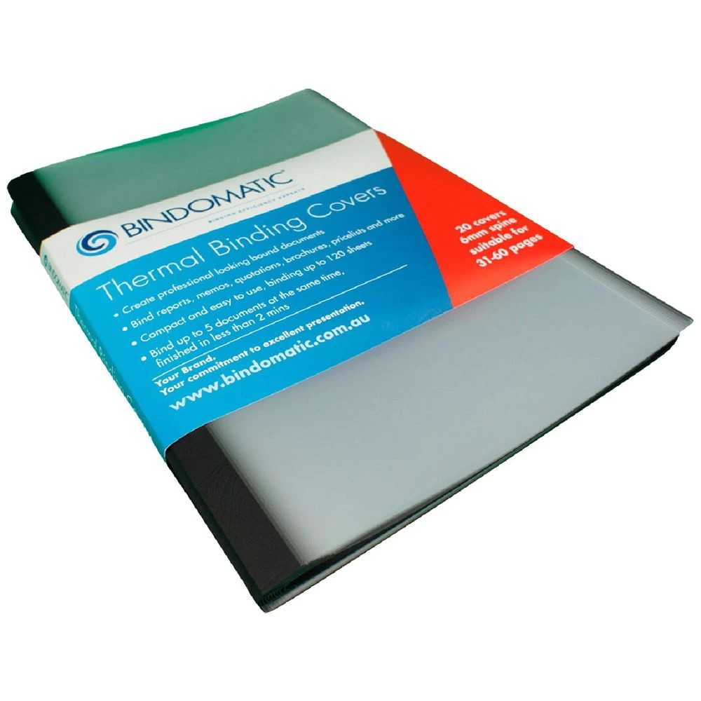1 Bindomatic Thermal Binding Covers A4 6mm Black 20 Pack, 1 of 2