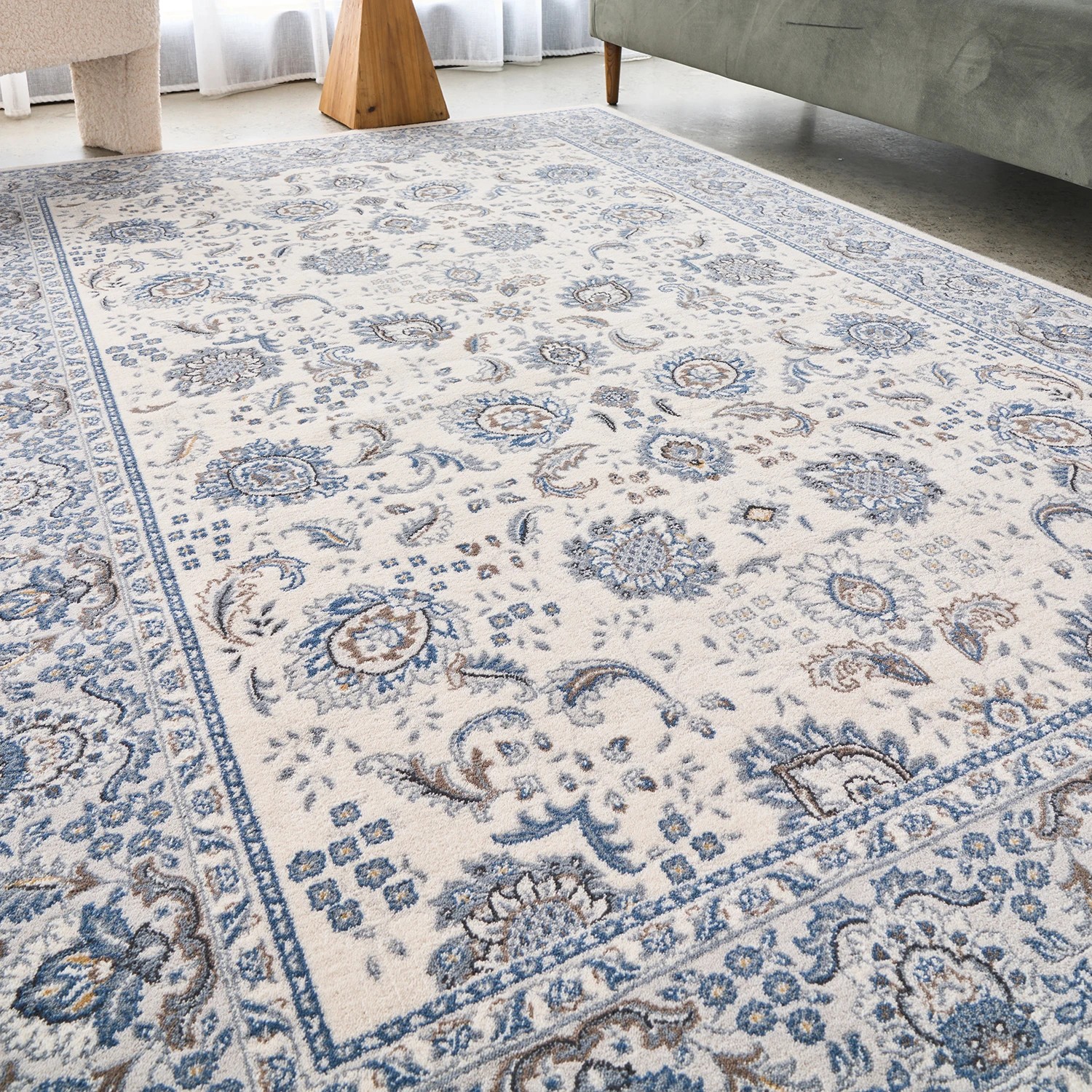 1 Common Ground Rugs Tempo Nain 340x240cm - Extra Large Power Loomed Wool Floor Rug - Beige, 1 of 7