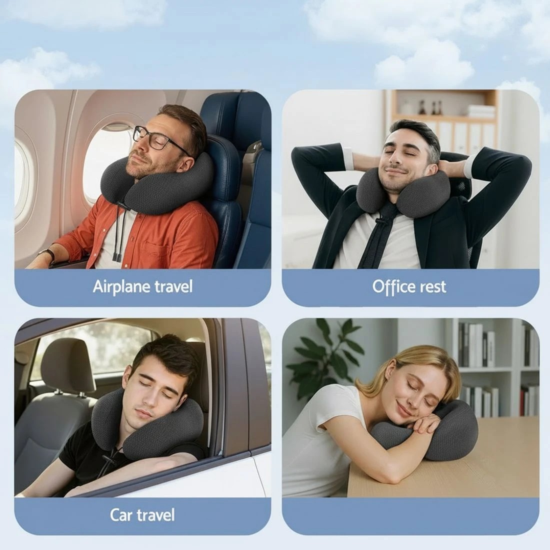 7 Giselle Bedding Travel Neck Pillow U-Shape Support Memory Foam Plane Car Cushion - Black, 7 of 7