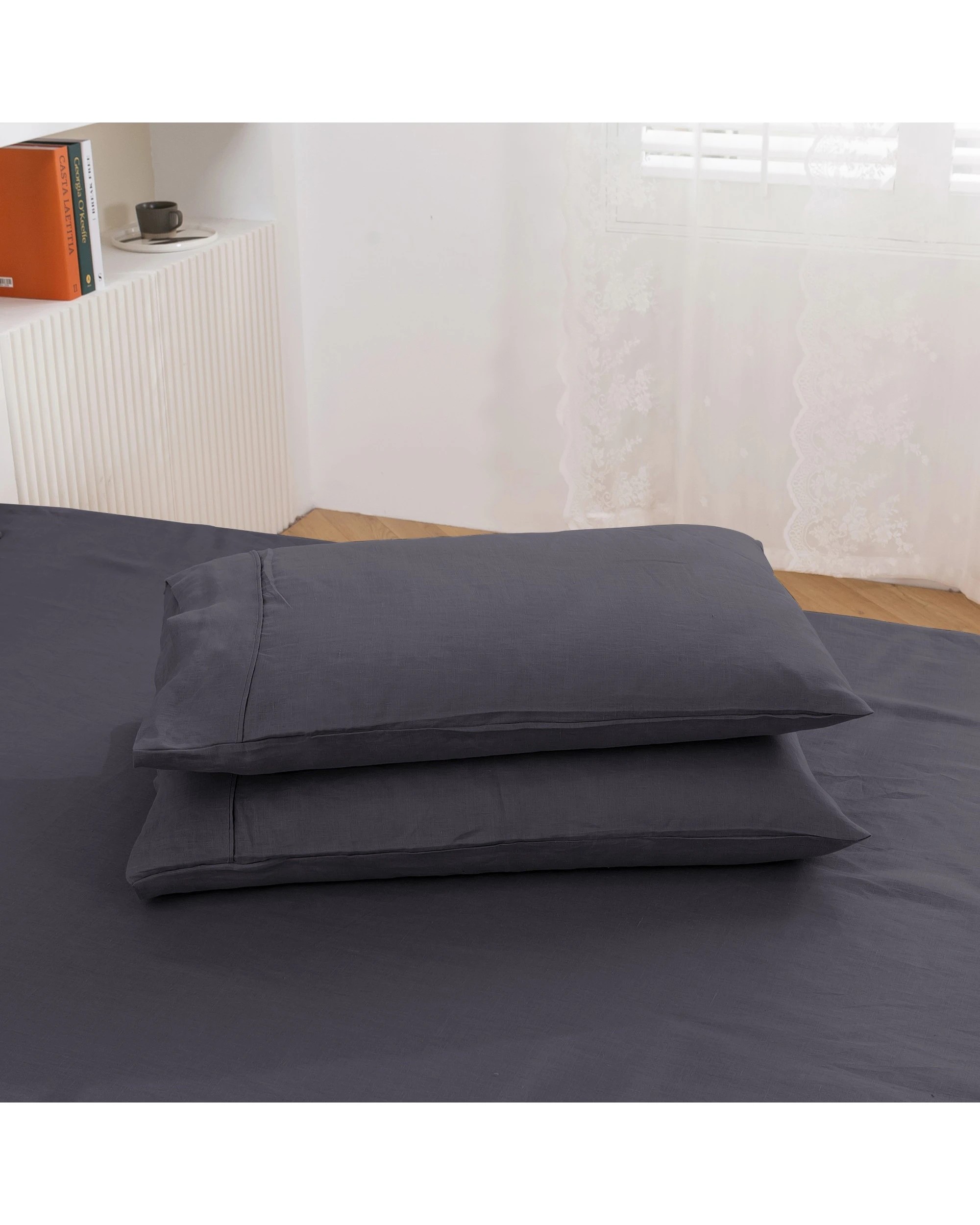 4 Natural Home Vintage Washed 100% Hemp Sheet Set - Queen Bed - Charcoal, 4 of 7