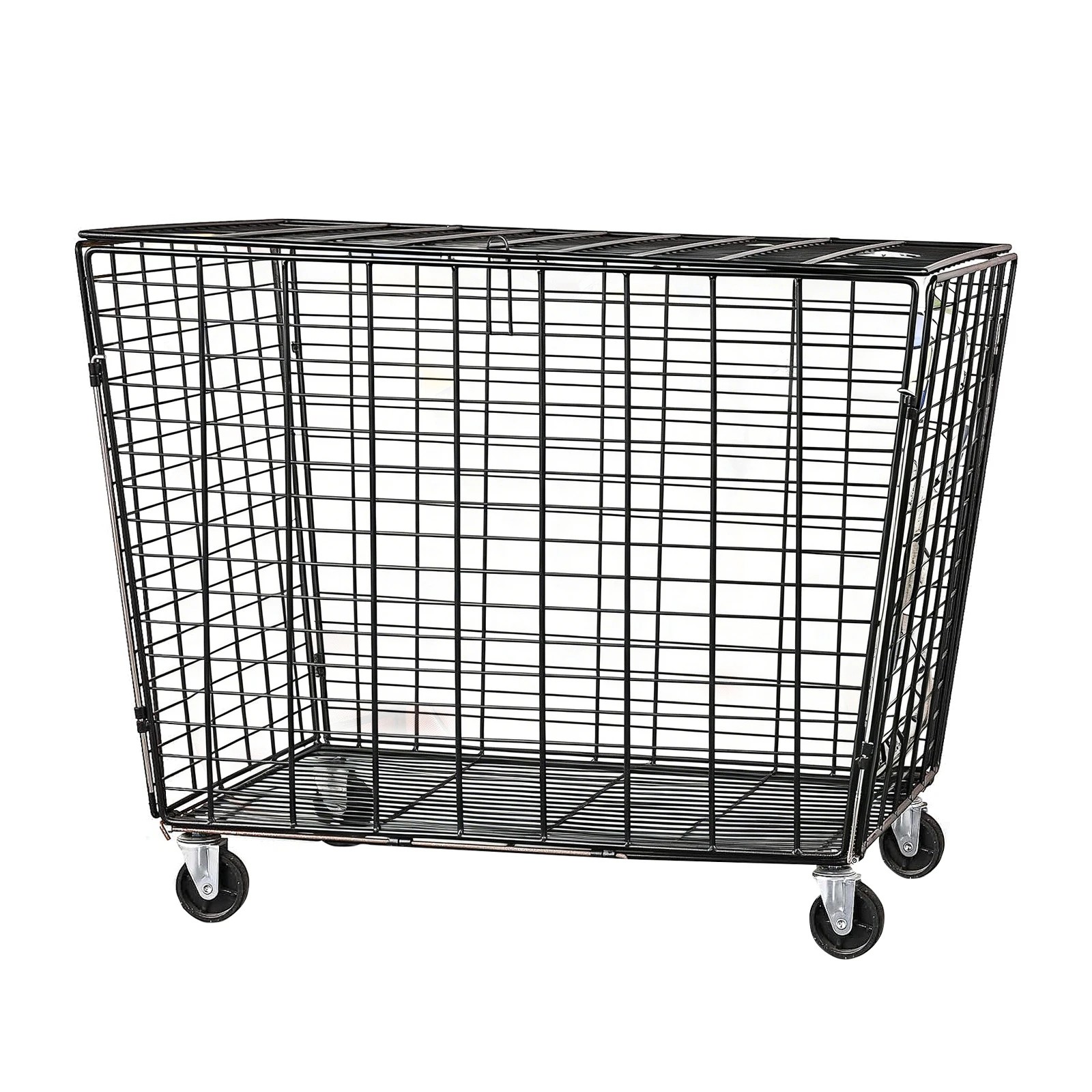 1 Genki Large Sports Ball Storage Cart Lockable Bin Cage - Black, 1 of 6
