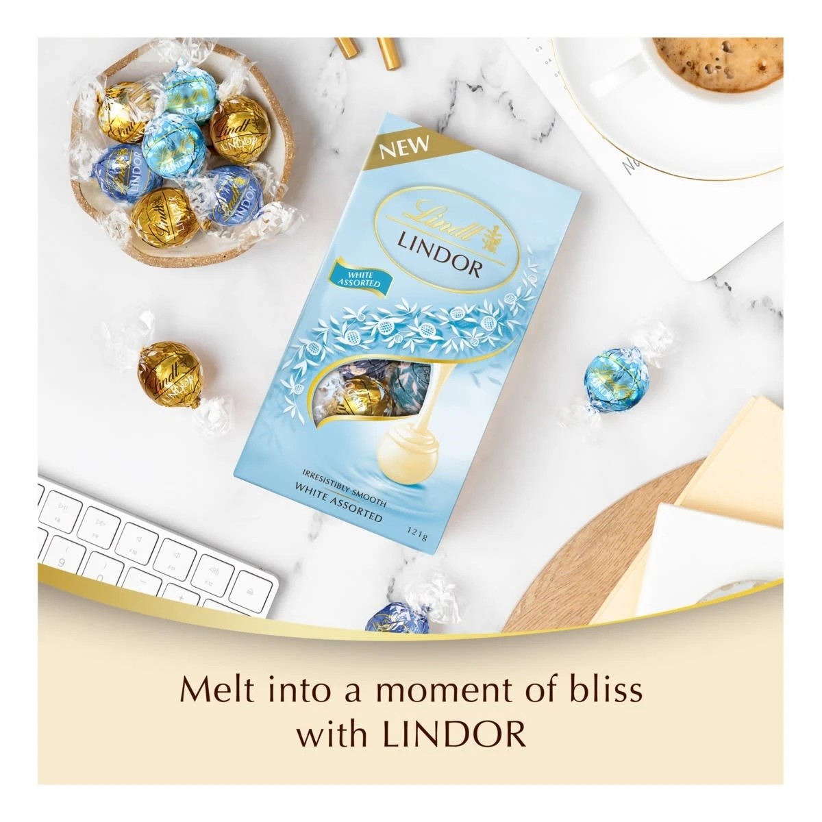 7 Lindt LINDOR Irresistibly Smooth White Assorted Chocolate 121g, 7 of 7