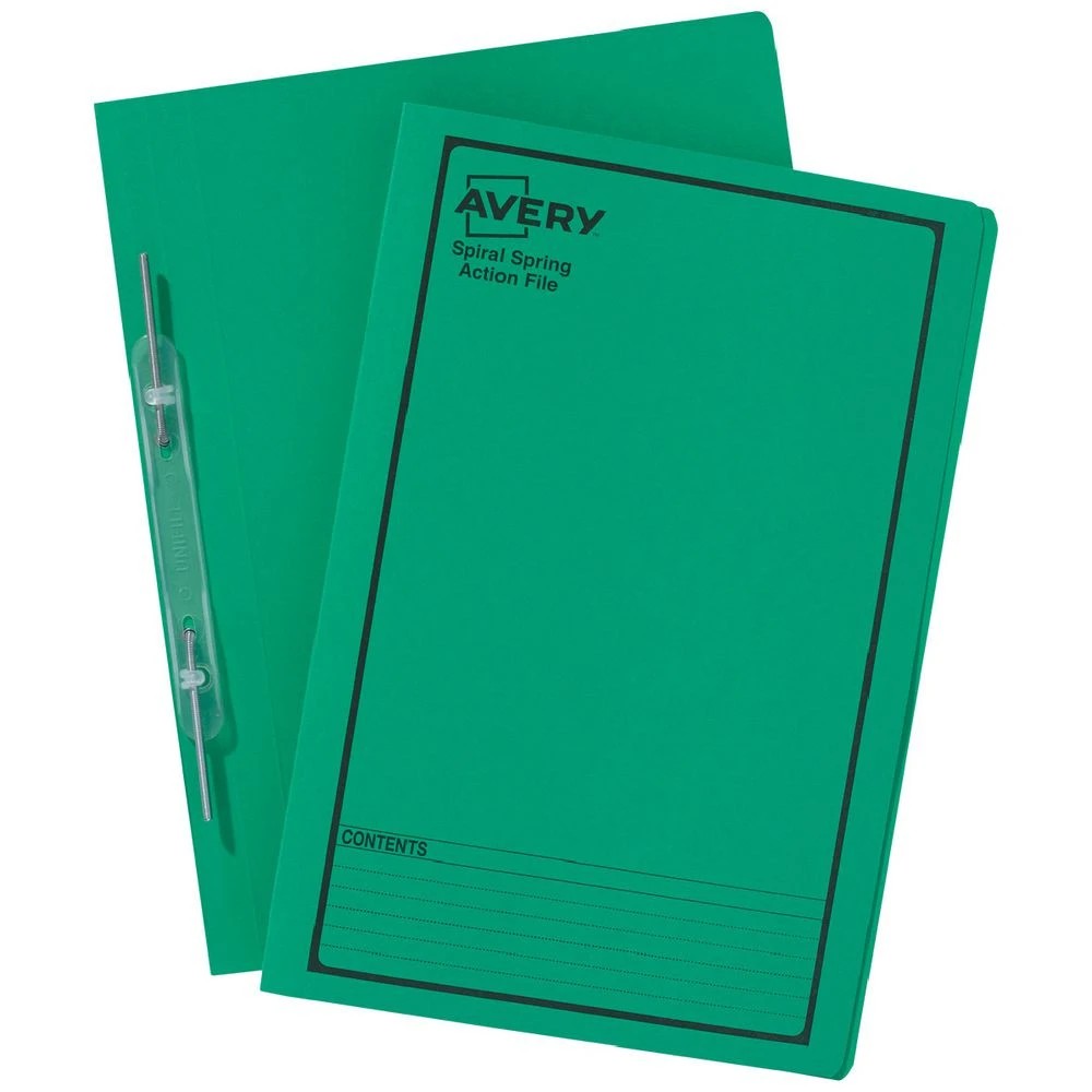 1 Avery Foolscap Spiral Spring Files Green 5 Pack, 1 of 5