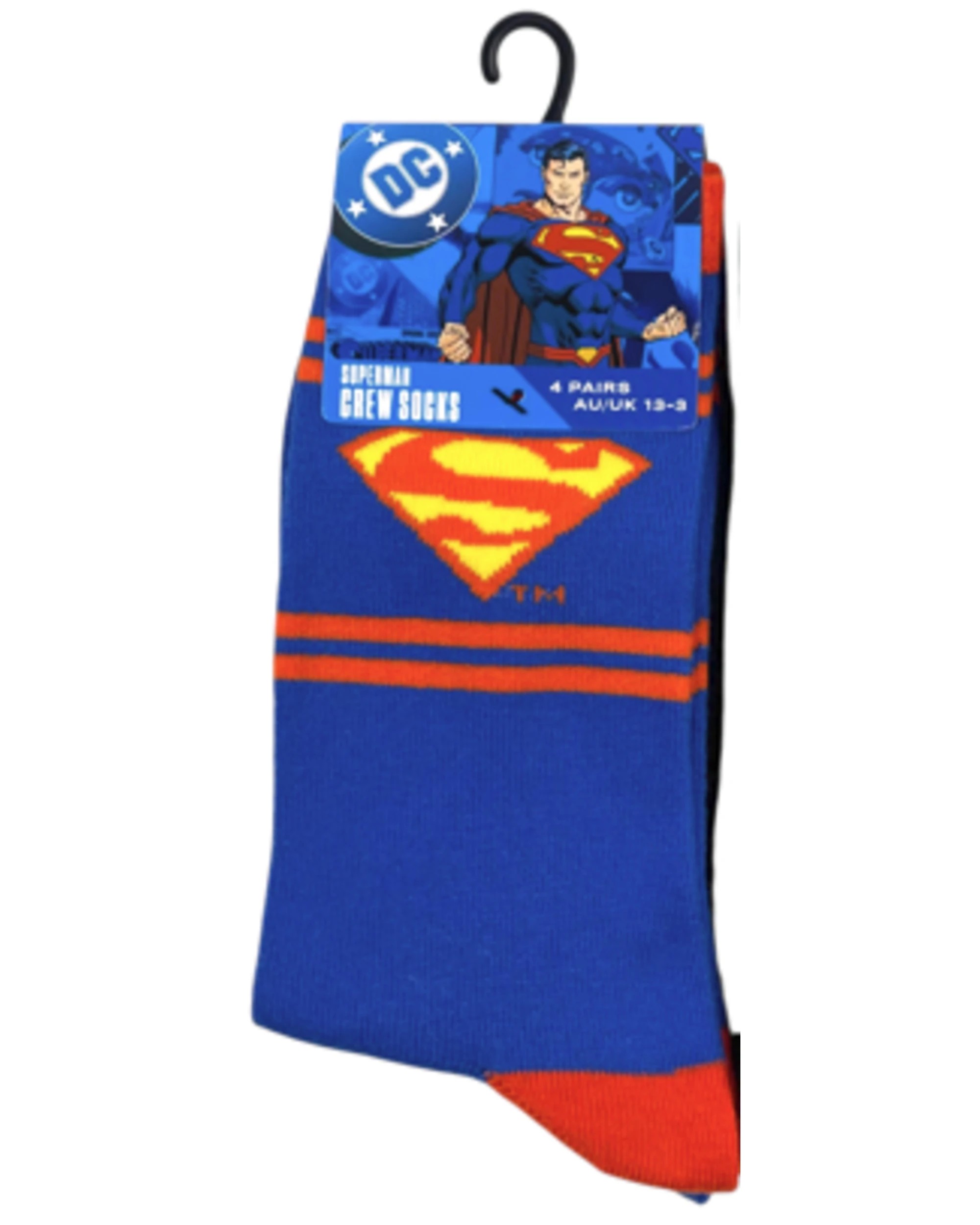 5 Warner Bros Superman Crew Kids Socks 4 Pack Asst. Size - 13-3, 5 of 5