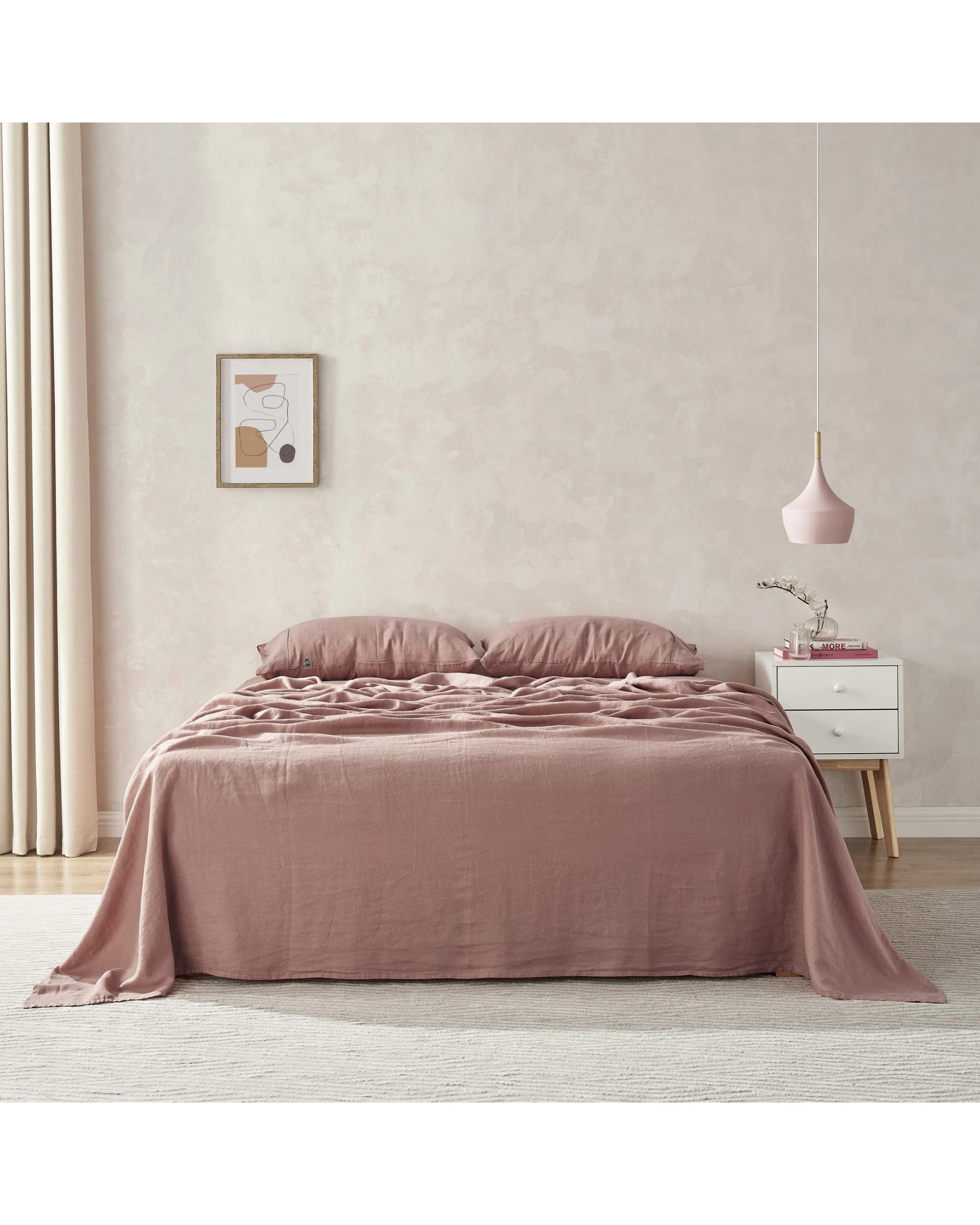 1 Natural Home 100% European Flax Linen Sheet Set - Super King Bed - Rose Gold, 1 of 8