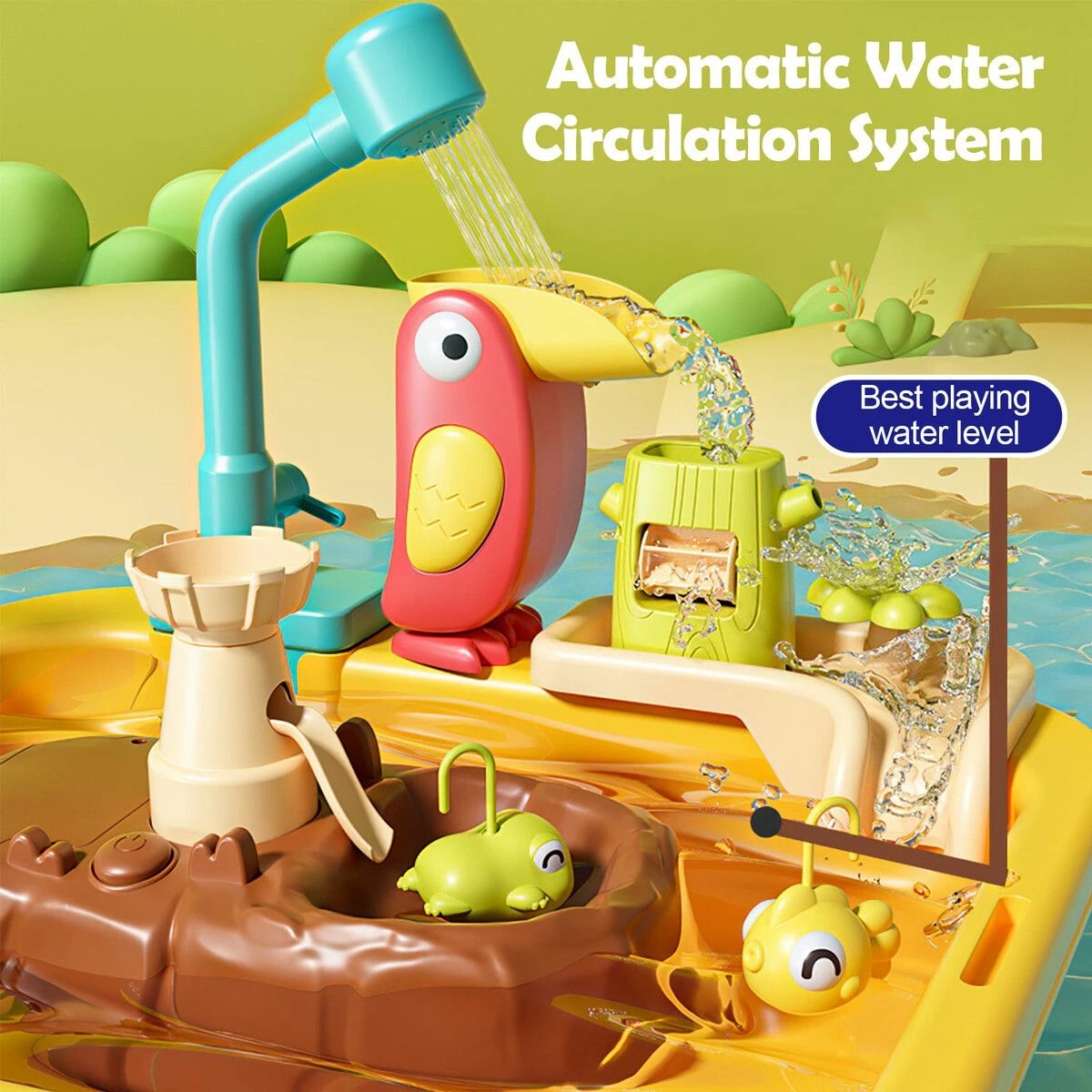 2 AUSWAY Fishing Game Table Toy With Running Water, 2 of 5